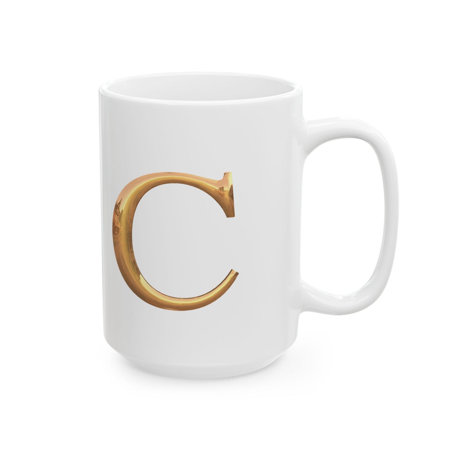 Elegant Golden Letter Ceramic Mug, Personalized Coffee Cup Letter C