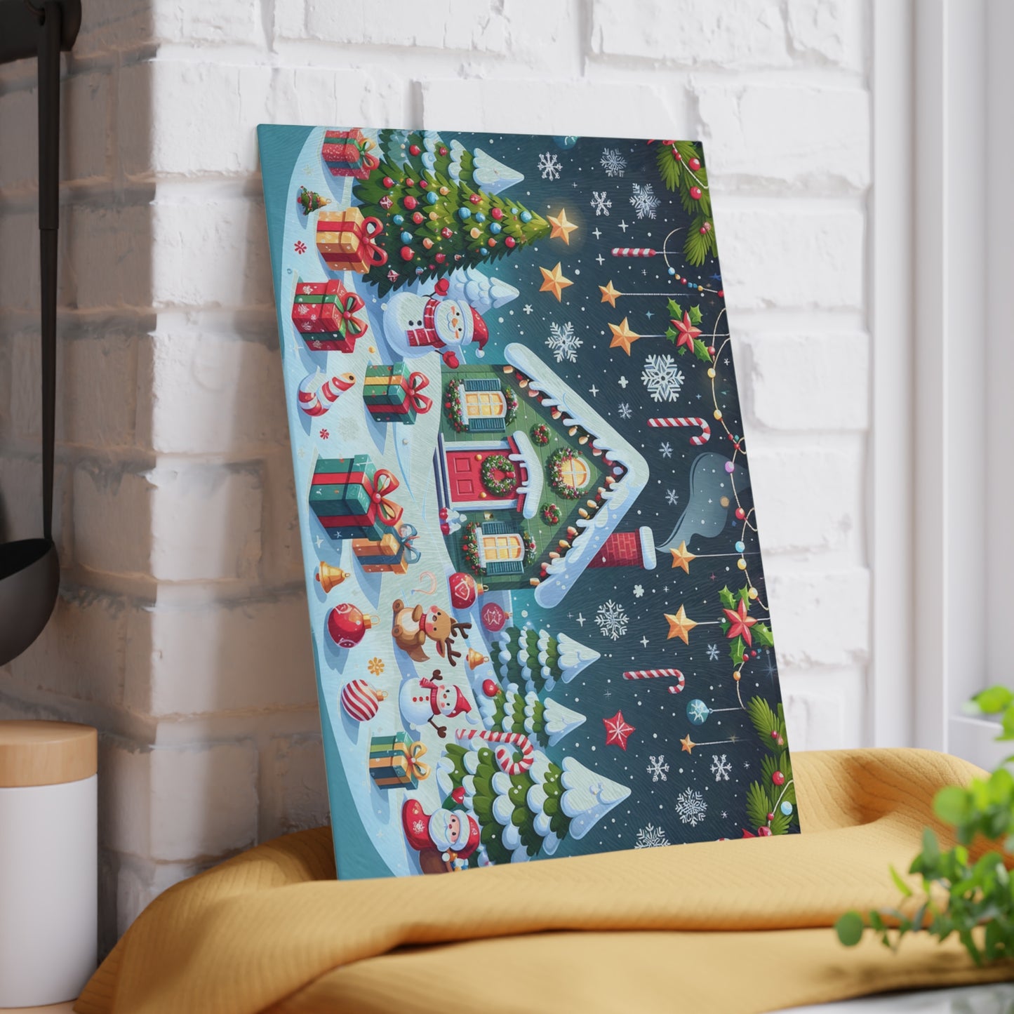 Festive Glass Cutting Board - Christmas Kitchen Decor, Holiday Gifts, Unique Home Accents, Seasonal Cooking