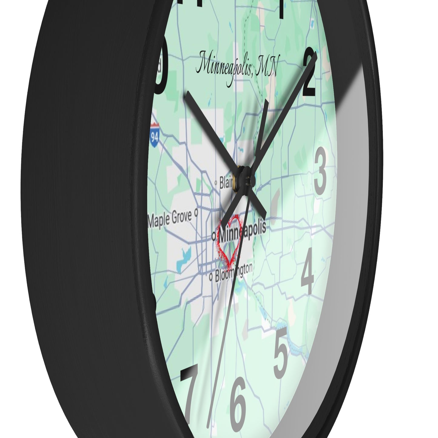 Personalized Map Wall Clock, Custom Home Decor, Minneapolis Gift, Modern Clock, Unique Housewarming, Wall Art, Office Decor