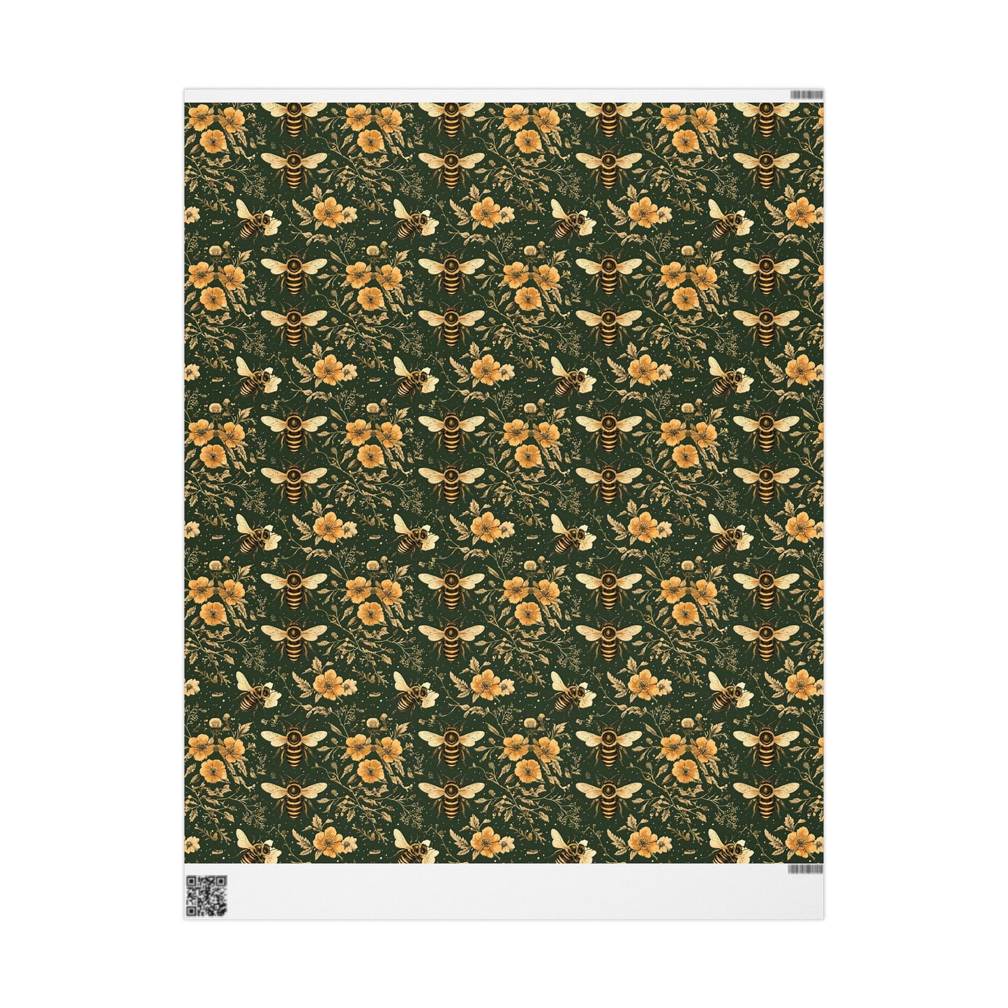 Floral Bee Wrapping Paper, Eco-Friendly Gift Wrap for Birthdays, Weddings, Showers, Baby Showers, Nature Lovers