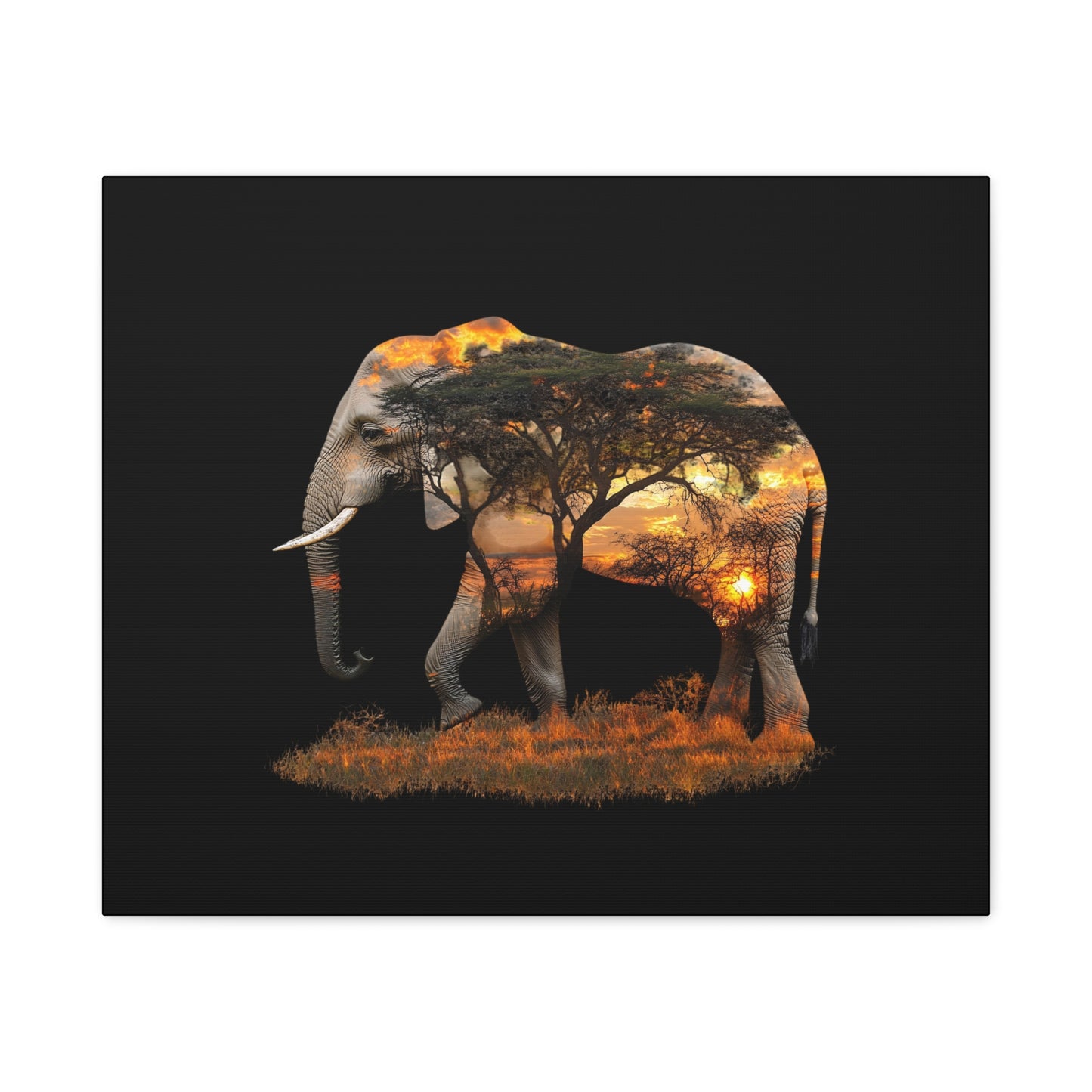 Elephant Tree Matte Canvas Art, Nature Wall Decor, Wildlife Home Decoration, Gift for Animal Lovers, Boho Living Room Accent