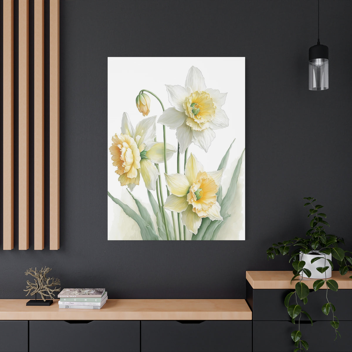 Matte Canvas, Stretched, 1.25" beautiful flowers white and yellow.