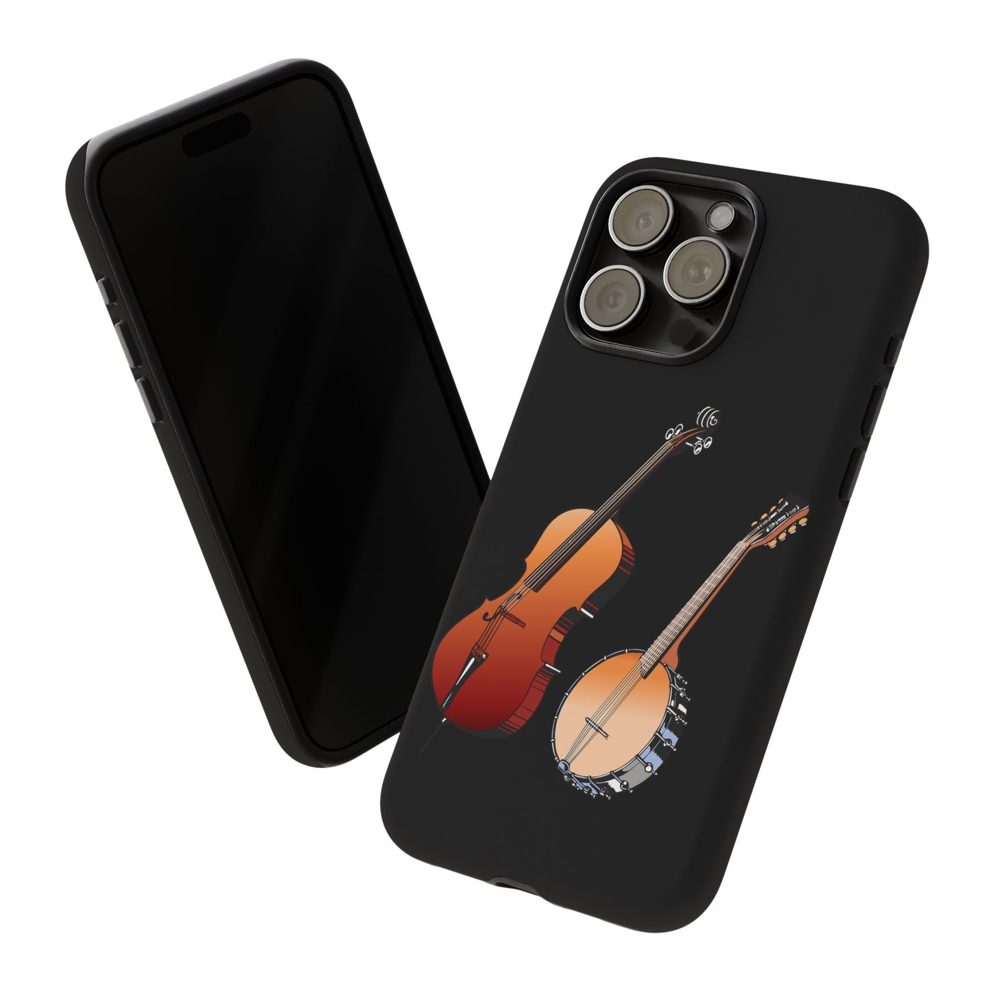 Musical Instrument Phone Case - Violin & Banjo Design, Music Lover Gift, Unique Phone Cover, Holiday Gift, Durable Tough Cases