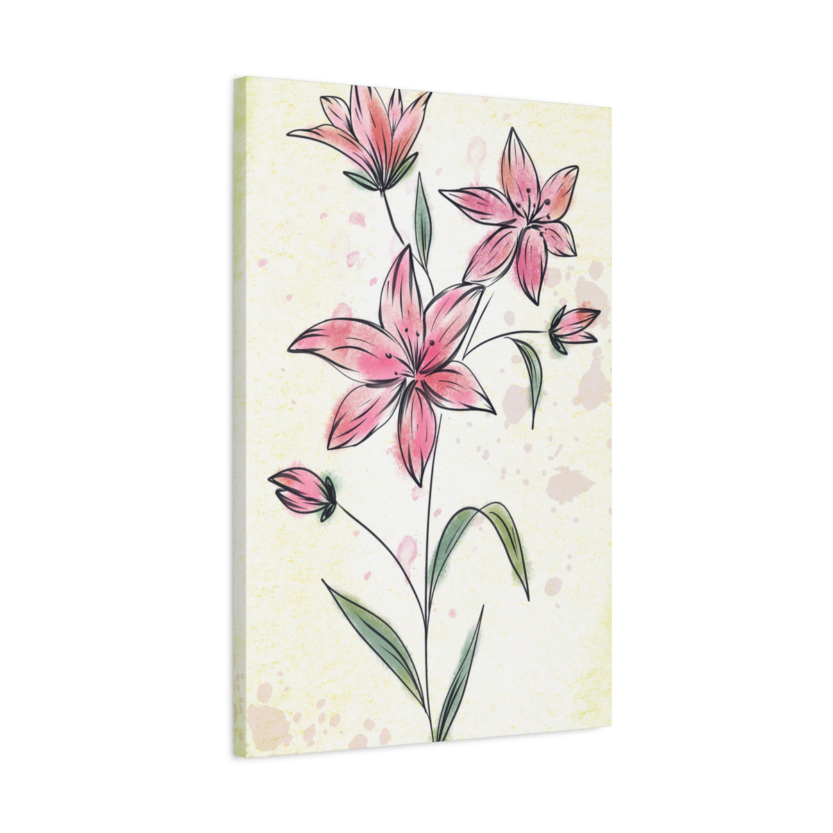Matte Canvas, Stretched, 1.25" Tulips Pink Flowers