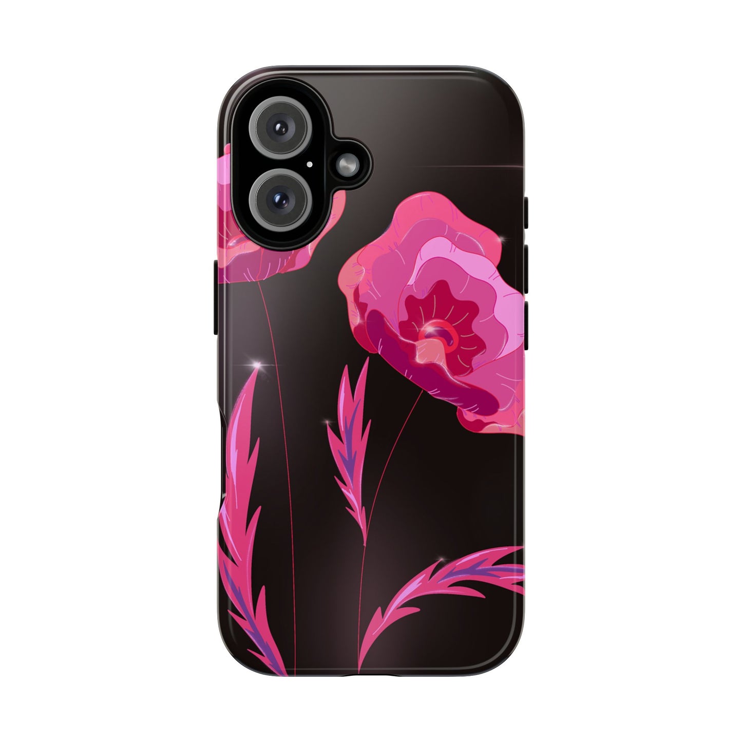Floral iPhone Case | Tough Cases with Pink Poppy Design, Elegant Flower Phone Cover, Gift for Her, Spring Accessories, Chic Tech