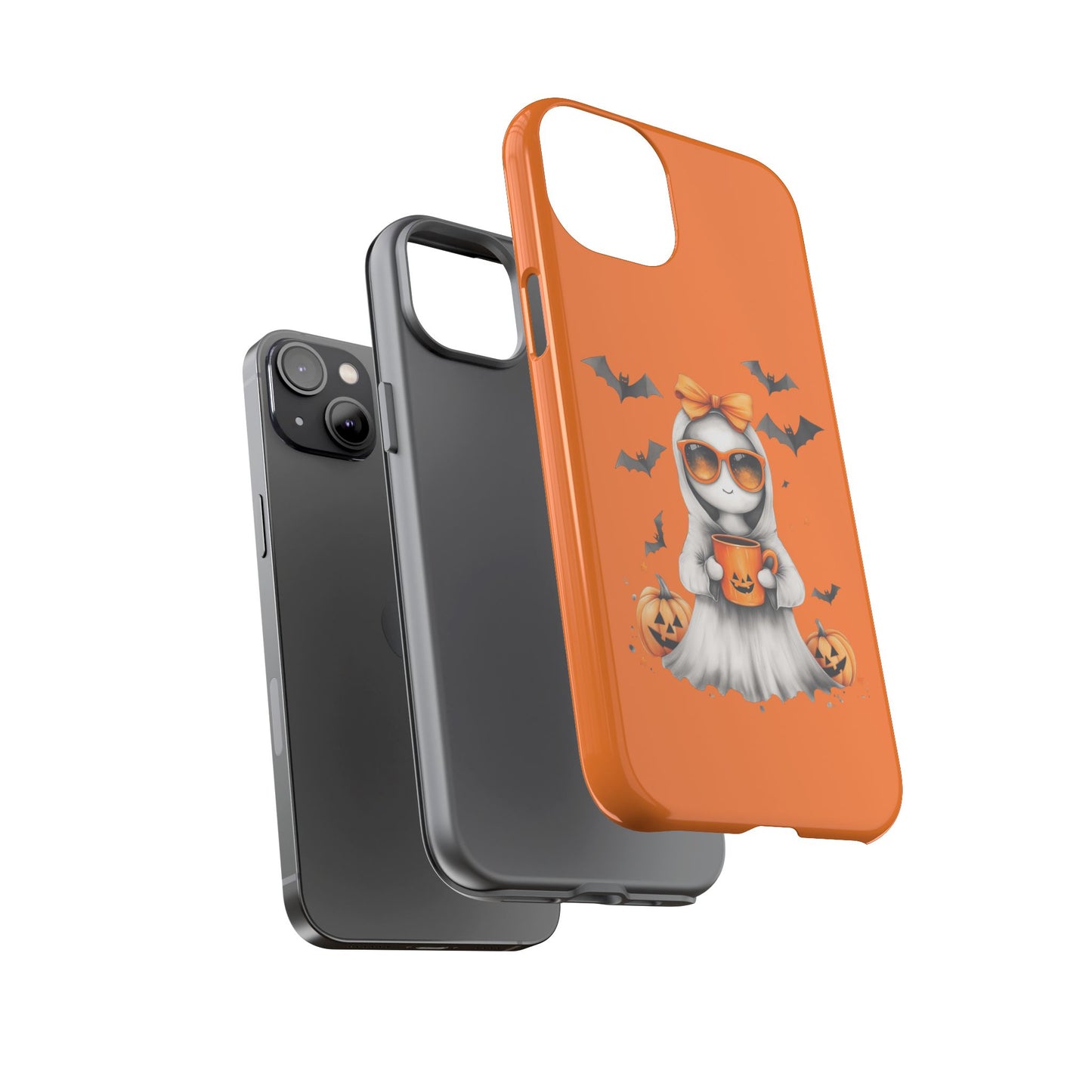 Halloween Ghost Phone Case, Cute Cat Ghost Case, Autumn Phone Cover, Spooky Season Gift, Trick or Treat Case