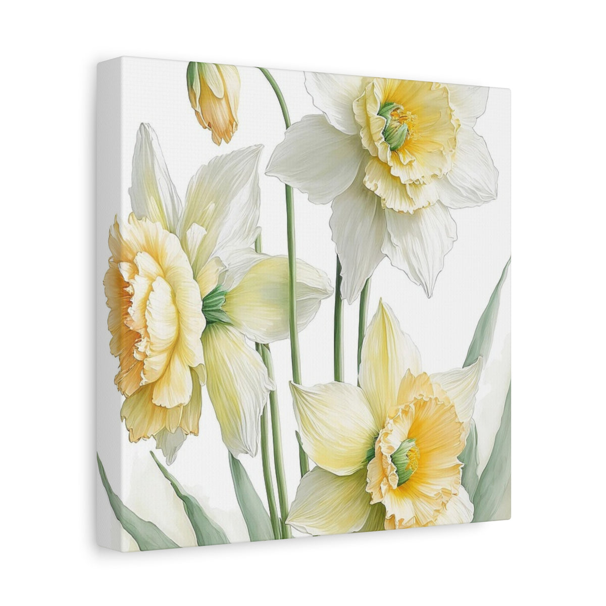 Matte Canvas, Stretched, 1.25" beautiful flowers white and yellow.