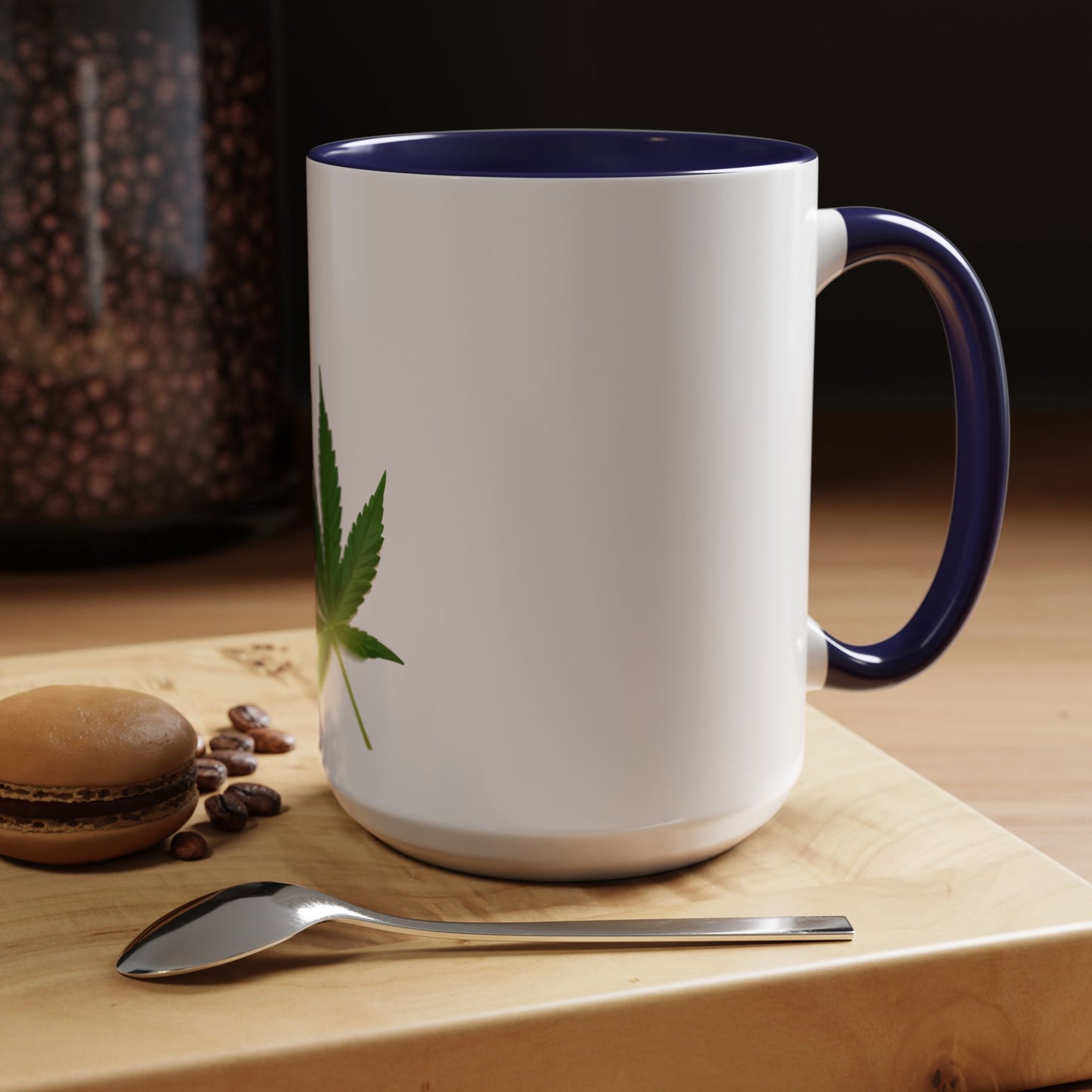 Marijuana Leaf Accent Coffee Mug | Cannabis Lover's Gift, Unique Coffee Cup, Pothead Mug, Stoner Gift Idea, Greenery Decor