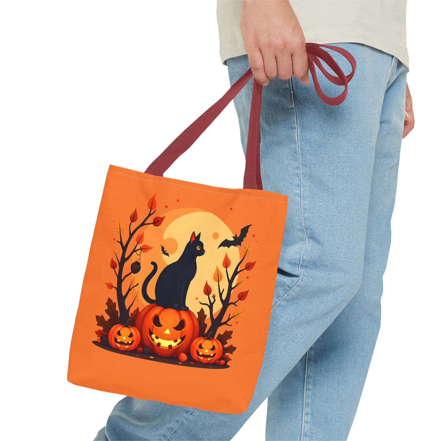 Halloween Cat Tote Bag | Spooky Halloween Accessory, Trick or Treat, Gift for Cat Lovers, Fall Fashion Must-Have, Pumpkin Decor