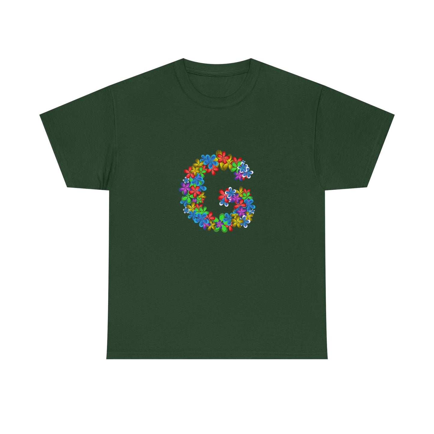 Floral Initial Unisex Tee - Personalized Gift, Casual Summer Wear, Birthday Present, Eco-Friendly Tee, Customizable Clothing