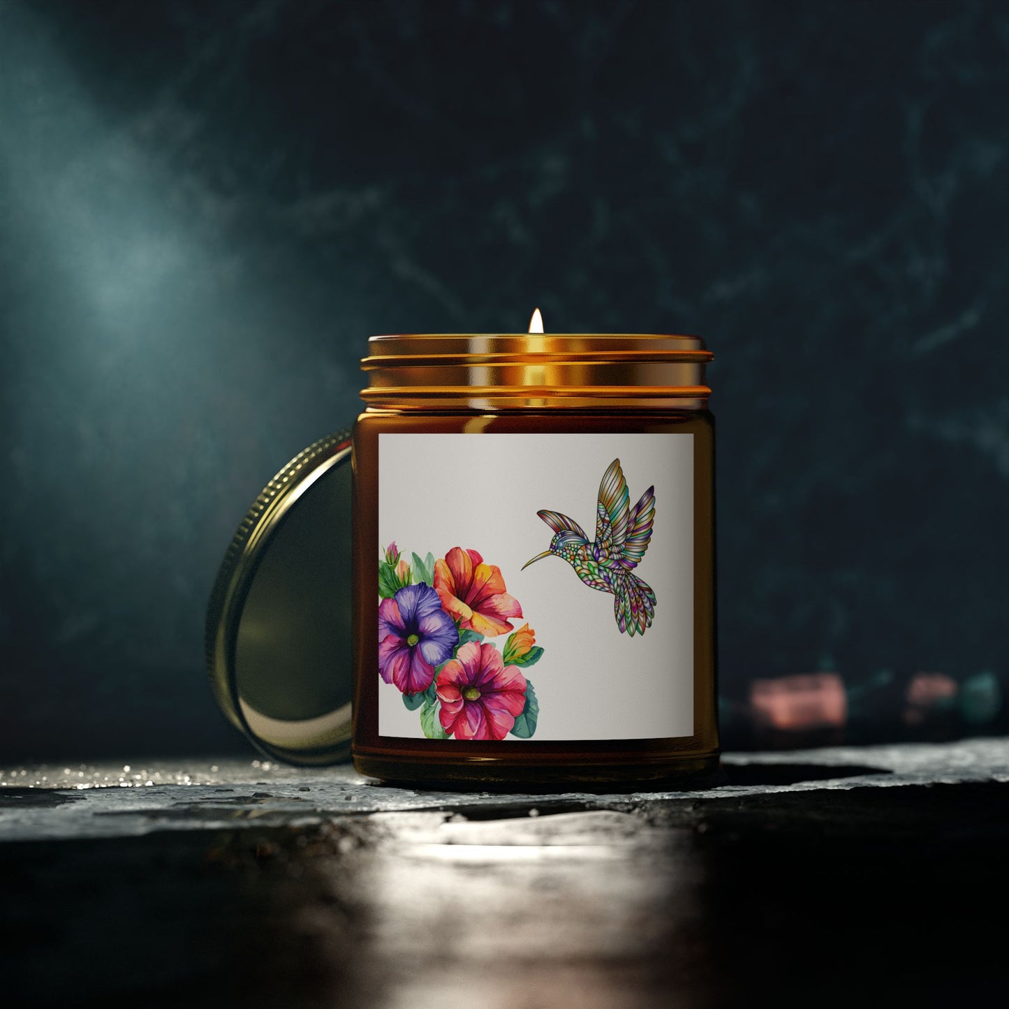 Scented Candles - Tropical Essence, Floral & Hummingbird Design, Relaxation Gift, Home Decor, Aromatherapy