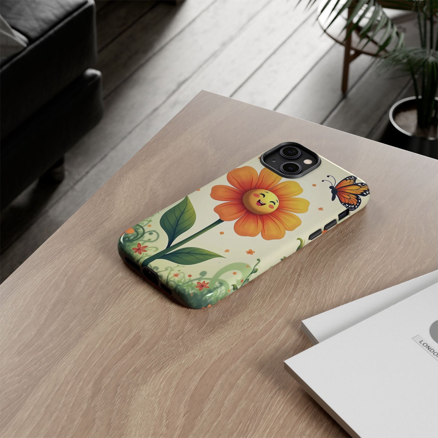 Floral Phone Case with Butterfly Design, Cute Flower Phone Cover for Nature Lovers, Eco-Friendly Gift, Spring Vibes, Birthday Present