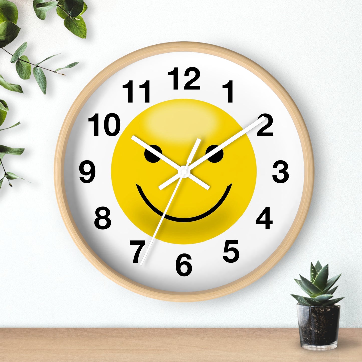 Cheerful Smiley Wall Clock, Positive Vibe Home Decor, Gift for Kids Rooms, Office Decor, Fun Timekeeper