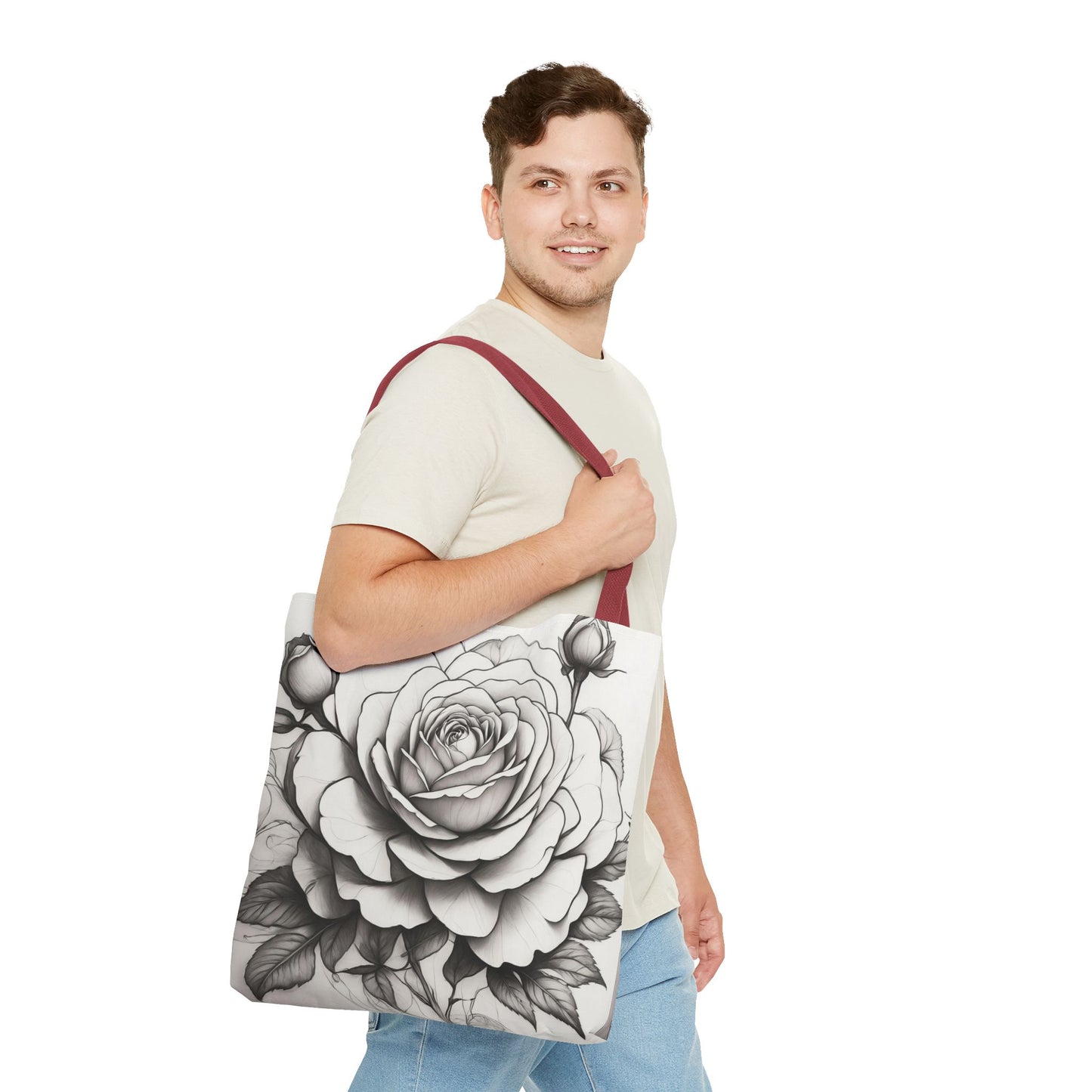 Elegant Floral Tote Bag, Garden Lover Gift, Shopping Bag, Art Print Tote, Mother's Day Gift, Eco-Friendly Canvas Bag