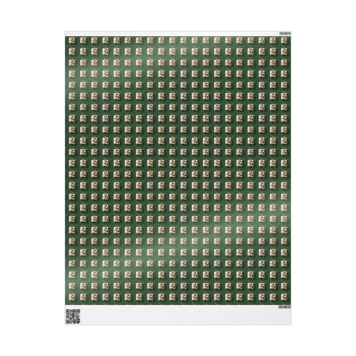 Holiday Floral Gift Wrap — Green Lily Pattern Wrapping Paper Roll