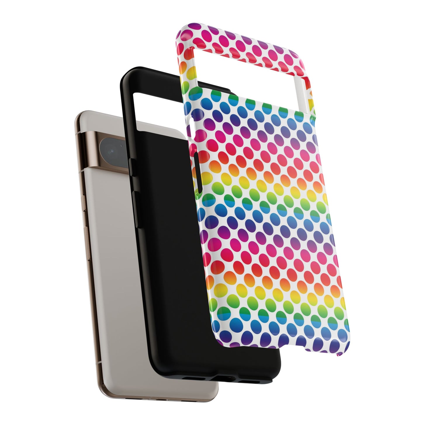 Rainbow Dot Phone Case, Colorful Phone Cover, Fun Phone Accessory, Gift for Friends, Trendy Mobile Case