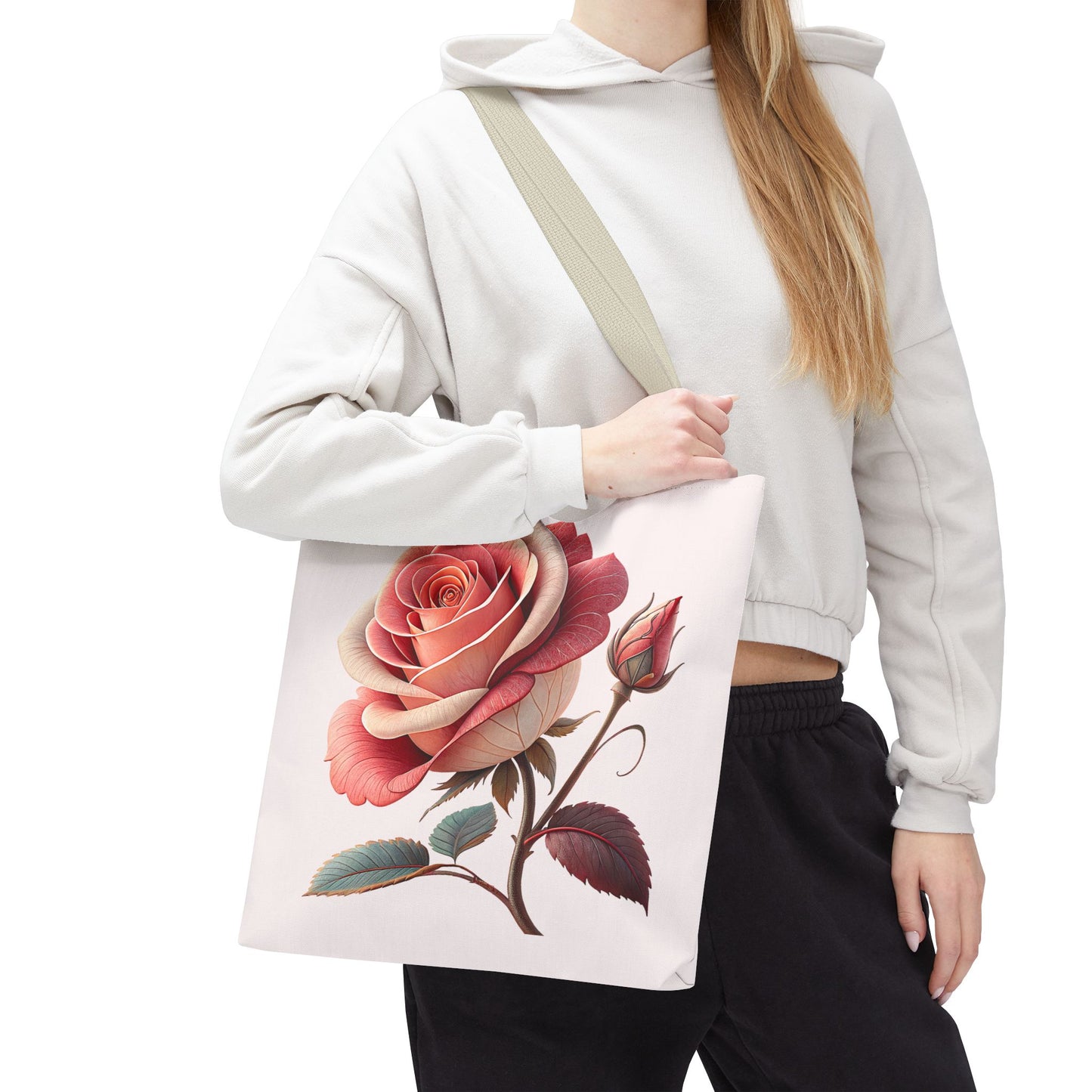 Romantic Floral Tote Bag, Rose Design, Chic Bag, Stylish Carryall, Perfect Gift for Her, Everyday Use, Eco-Friendly