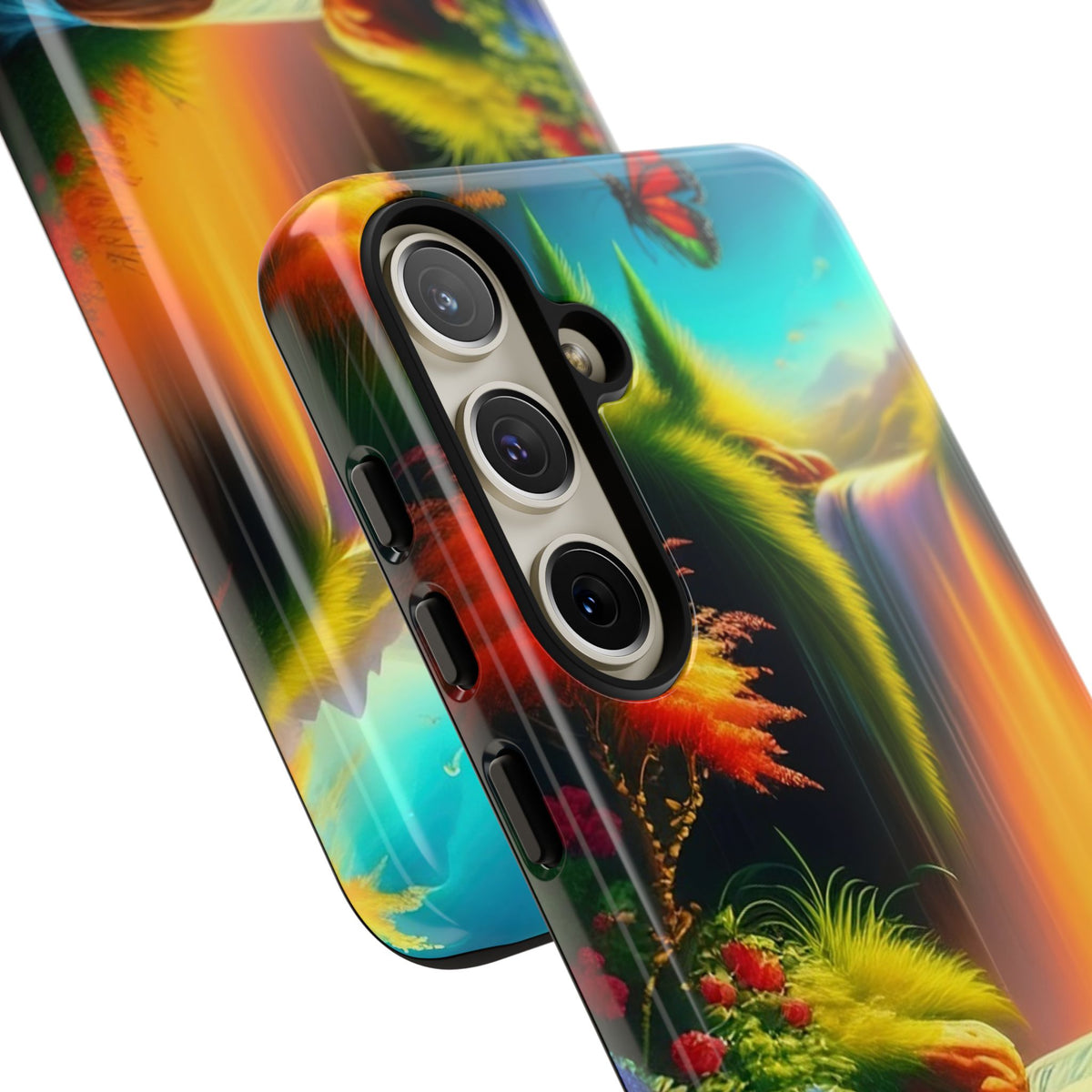 Phone Case - Vibrant Waterfall Landscape with Butterfly | Colorful Nature Protective Case