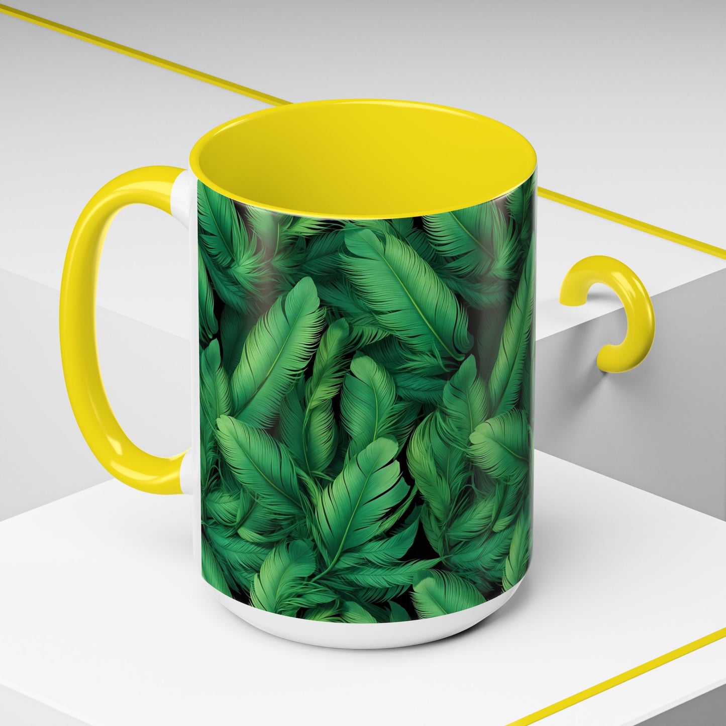 Tropical Leaf Coffee Mug - Green Botanical Drinkware, Ideal Gift for Nature Lovers, Home Decor, Tropical Theme, Eco-Friendly Beverage