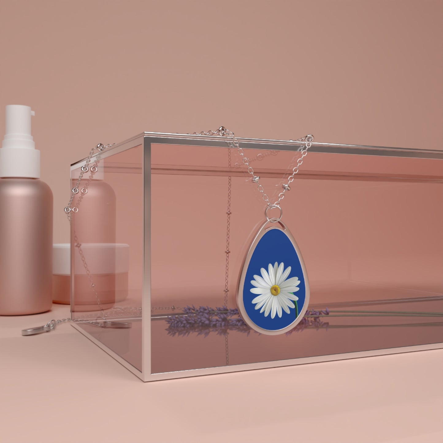 Daisy Oval Necklace, Nature Inspired Jewelry, Floral Accessories, Gift for Her