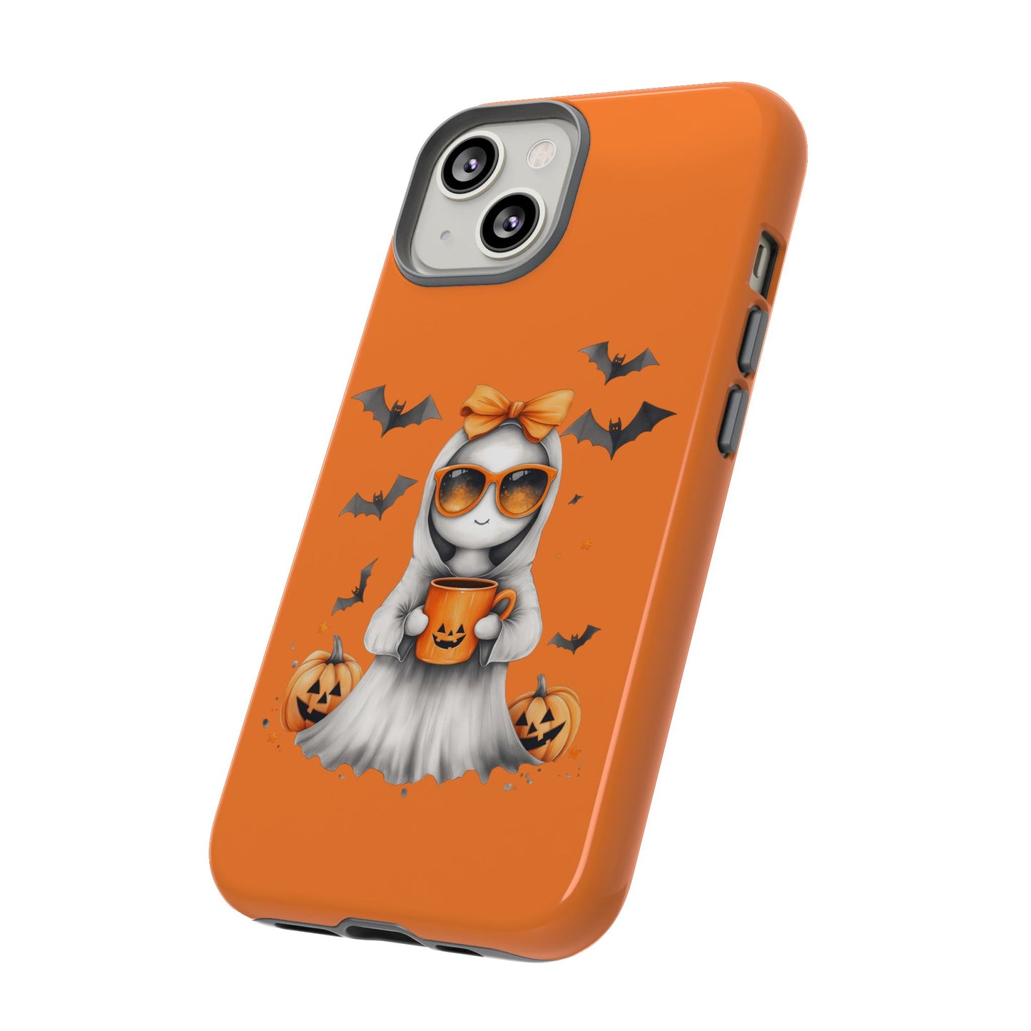 Halloween Ghost Phone Case, Cute Cat Ghost Case, Autumn Phone Cover, Spooky Season Gift, Trick or Treat Case