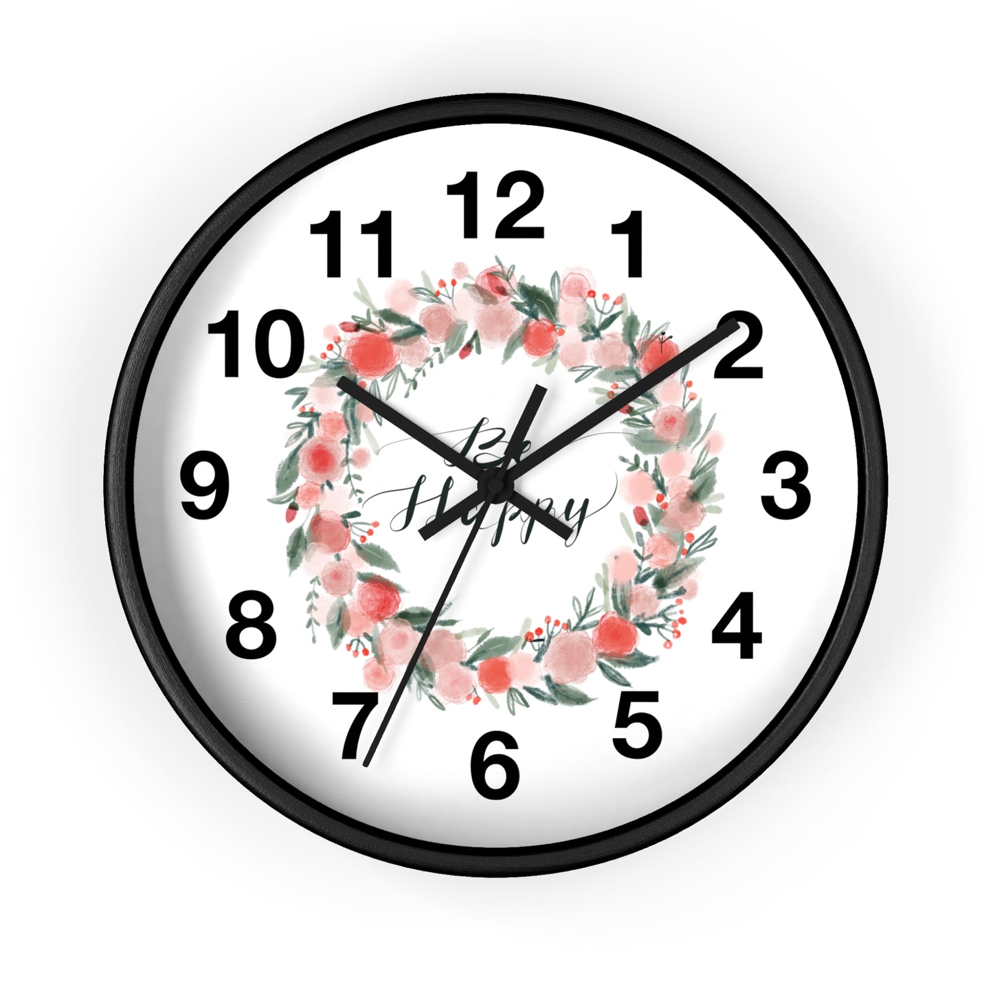 Floral Motivational Wall Clock | Home Decor | Gift for Her | Positive Quote Decor | Pink Wreath Design | Living Room Decor
