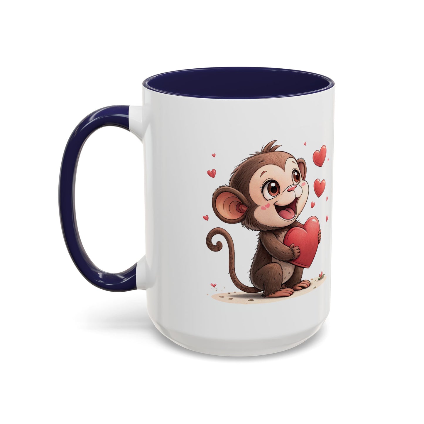 Cute Monkey Love Coffee Mug, Valentine's Gift, Animal Lover's Mug, Heartfelt Coffee Cup, Fun Kitchen Decor