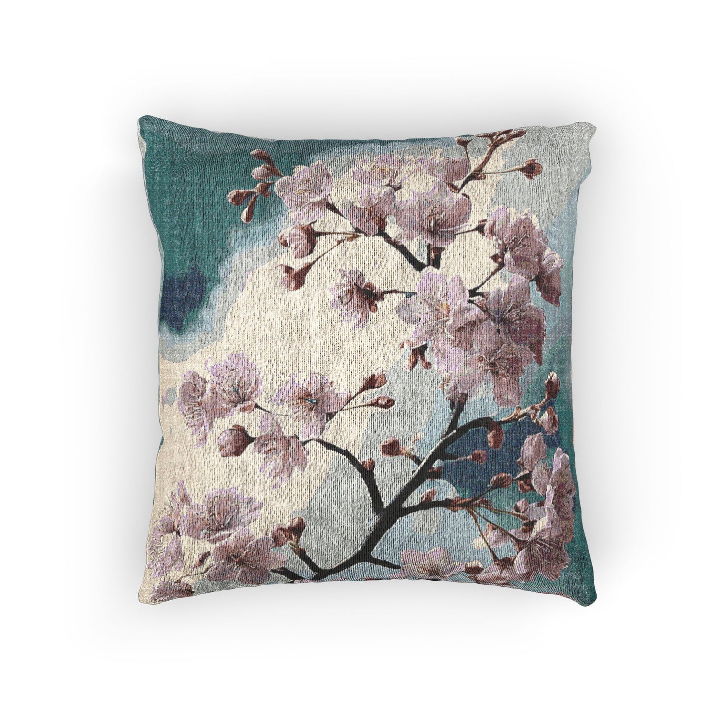 Botanical Woven Pillow, Floral Throw Pillow, Cozy Home Decor