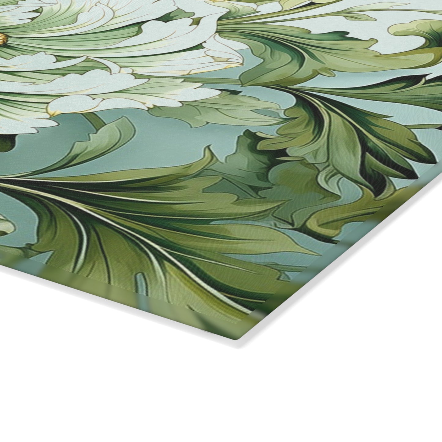 Floral Glass Cutting Board - Elegant Kitchen Decor, Gift for Cooks, Flower Kitchenware, Home Cooking, Mother's Day, Wedding Gift