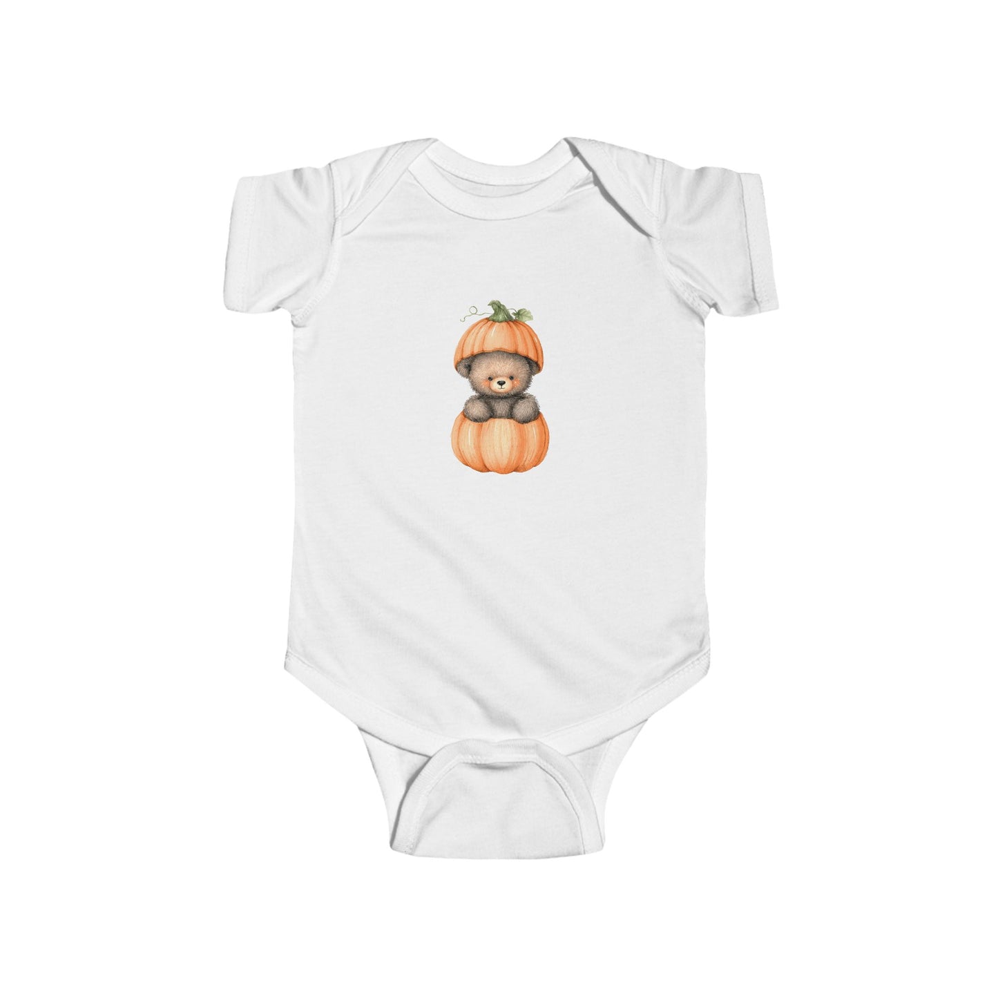 Pumpkin Bear Infant Bodysuit | Cute Baby Shower Gift, Fall Apparel, Halloween Outfit, Newborn Clothing, Cozy Baby Wear