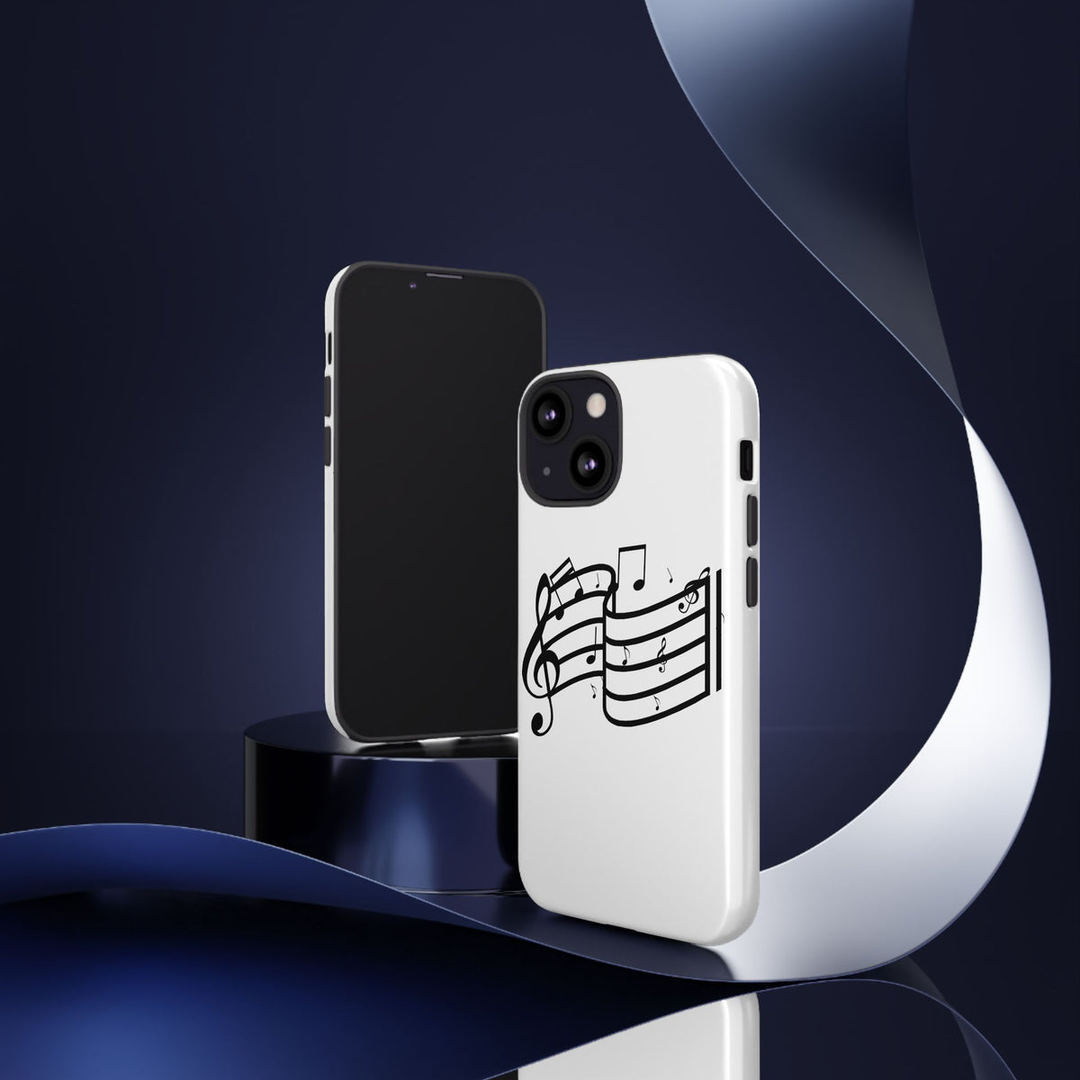 Musical Notes Phone Case — Black Treble Clef Music Staff Tough Case