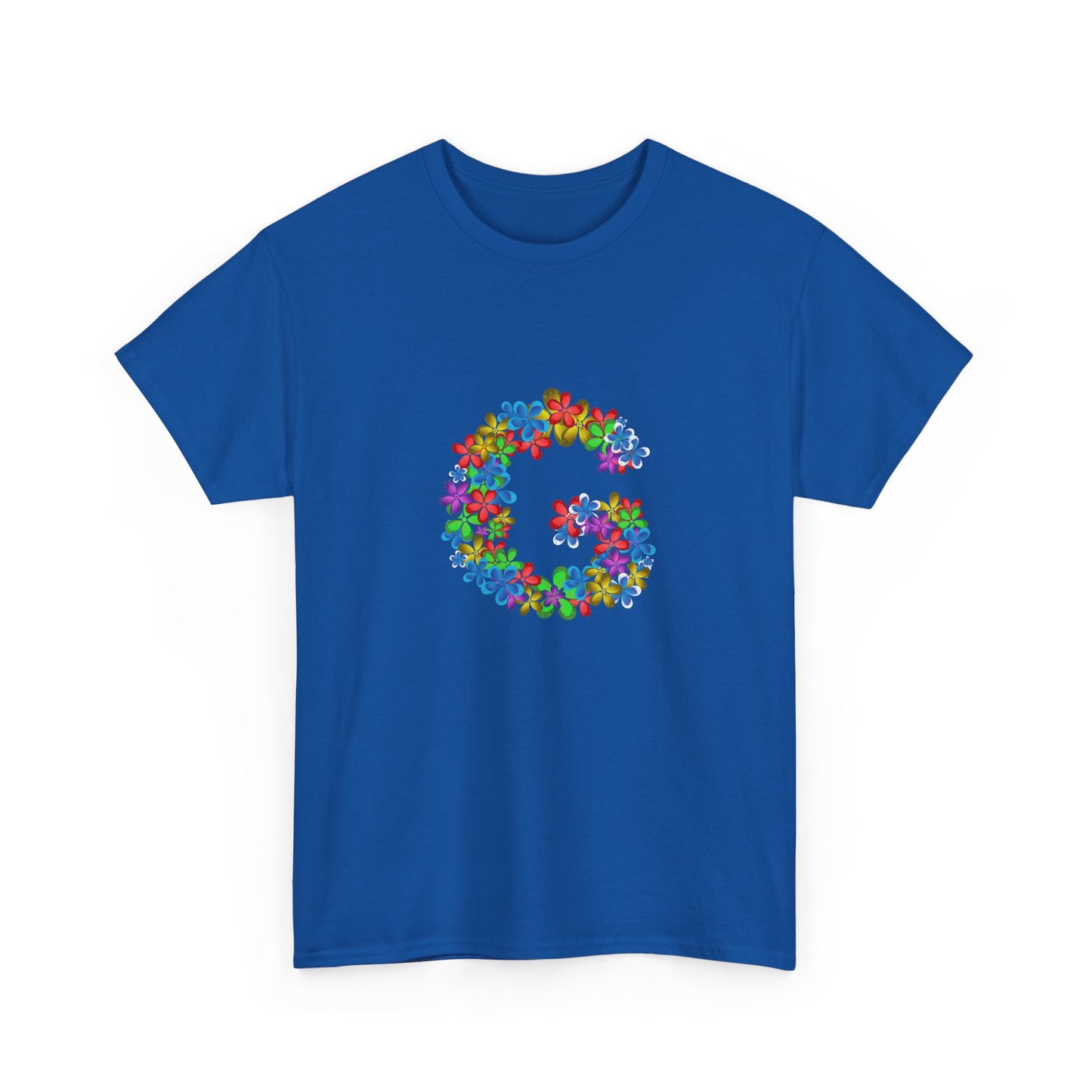 Floral Initial Unisex Tee - Personalized Gift, Casual Summer Wear, Birthday Present, Eco-Friendly Tee, Customizable Clothing