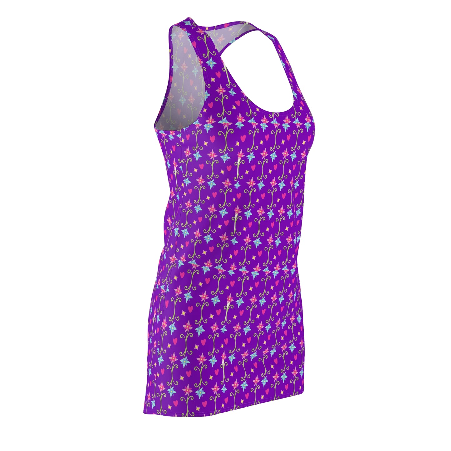 Vibrant Floral Women's Racerback Dress, Summer Outfit, Casual Dress, Beachwear, Festival Fashion, Stylish Sundress