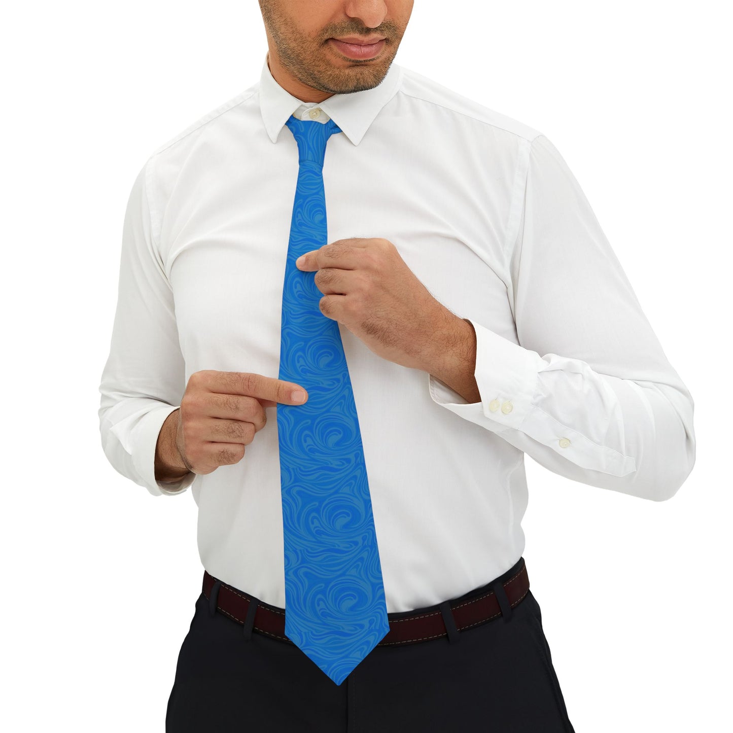 Swirled Blue Necktie - Elegant Accessory for Formal Occasions and Celebrations