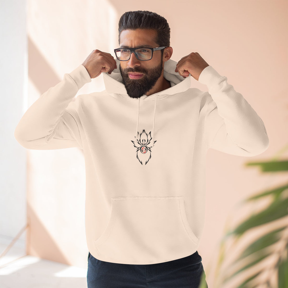 Cozy Spider Fleece Hoodie - Spooky Fashion, Unisex Casual Wear, Halloween Gift, Fall Fashion, Comfortable Layering