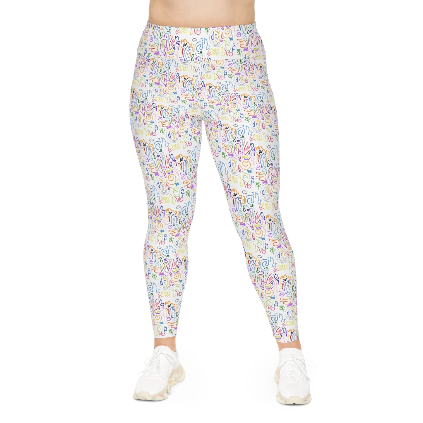 Vibrant Plus Size Leggings, Colorful AOP Activewear, Soft Stretchy Yoga Pants, Unique Pattern Leggings, Comfortable Everyday Fashion
