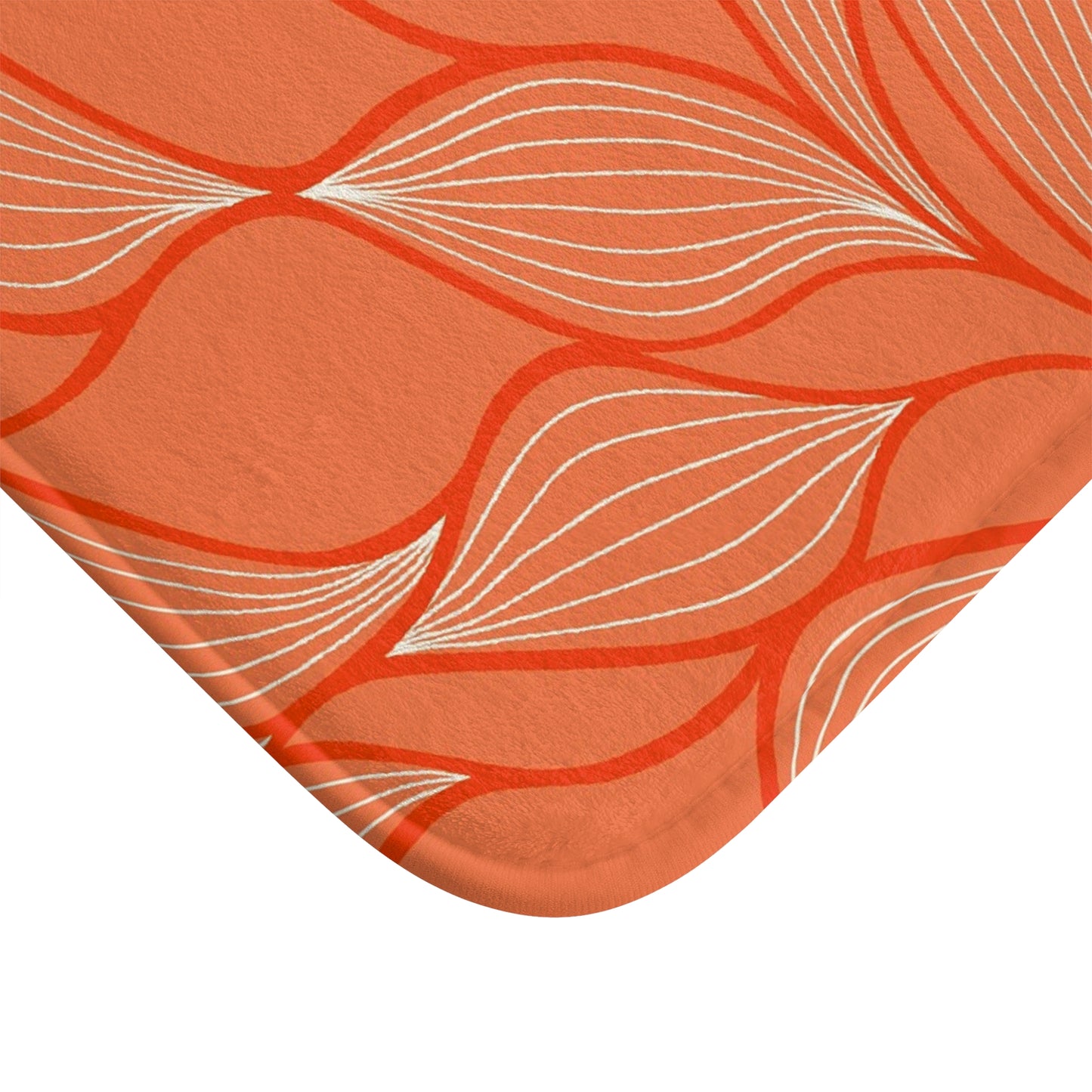 Elegant Floral Bath Mat, Home Decor, Bathroom Accessory, Housewarming Gift, Spring Decor, Vibrant Orange Design