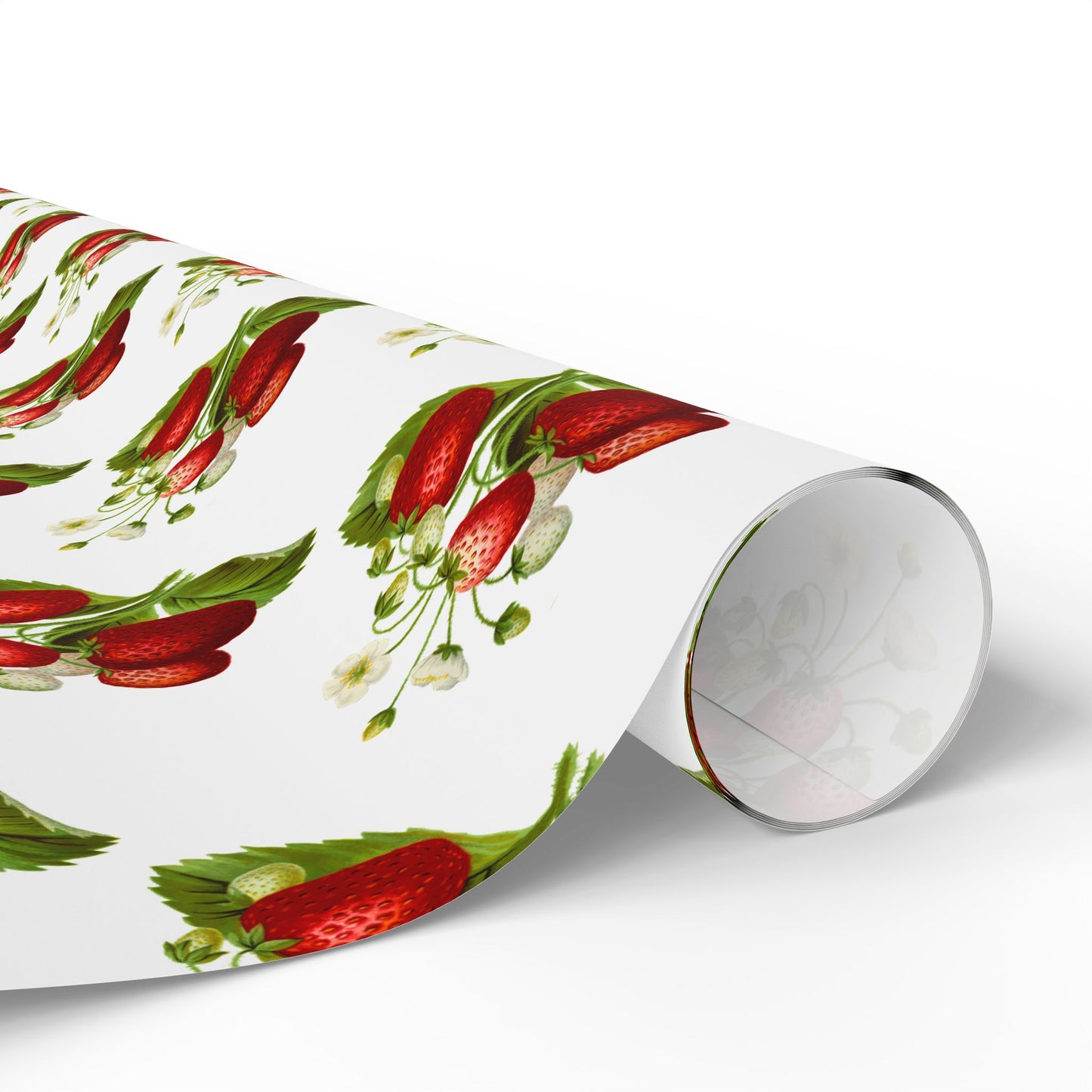 Strawberry Floral Wrapping Paper, Gift Wrap for Birthdays, Holidays, Showers, Eco-friendly Packaging, Cute Strawberry Design