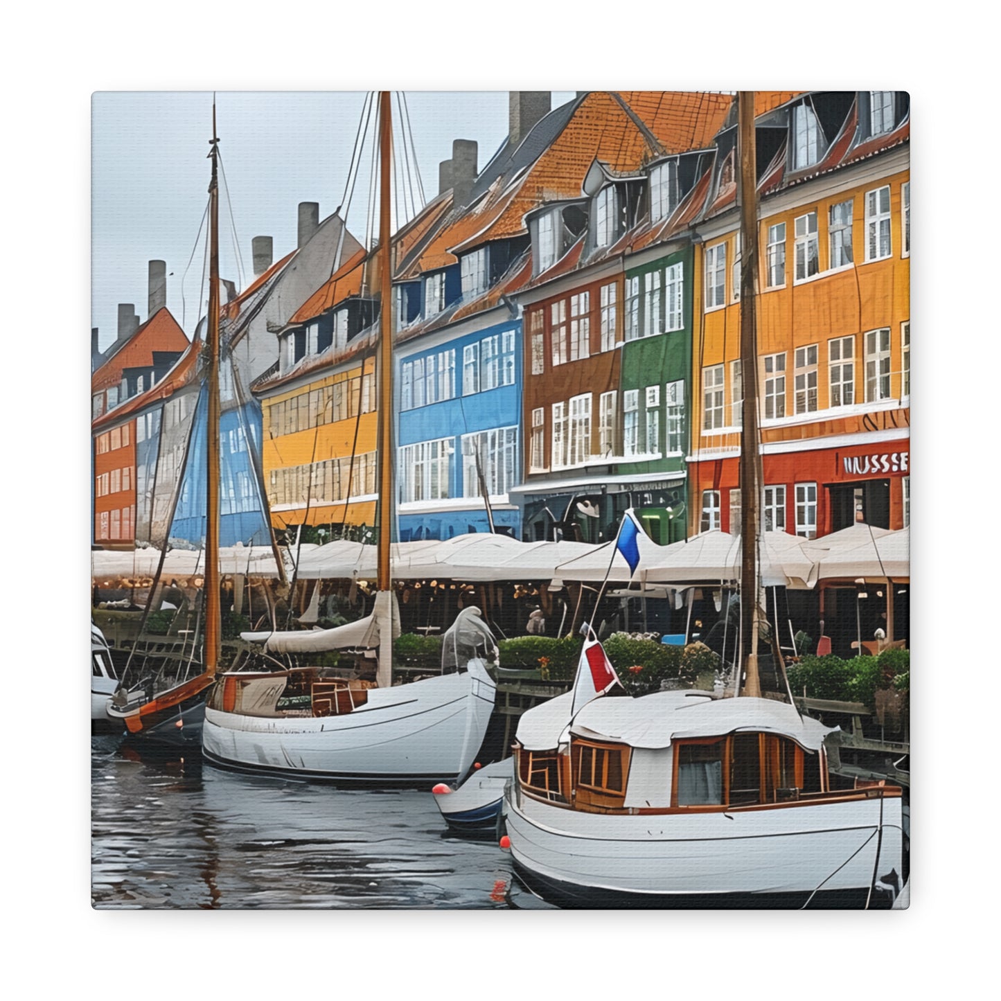 Coastal Canvas Print, Vibrant Harbor Art, Nautical Home Decor, Gift for Sailors, Maritime Wall Art