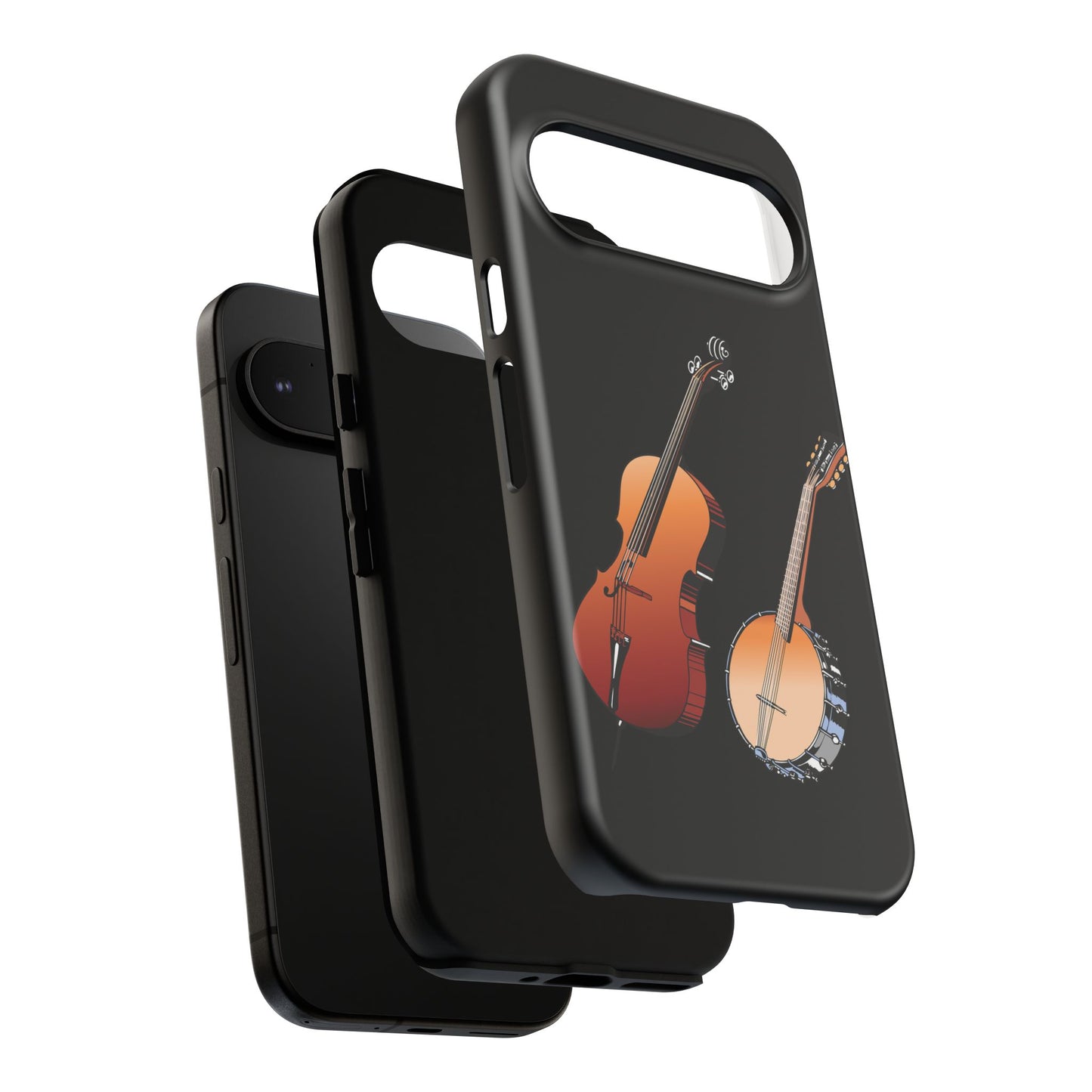 Musical Instrument Phone Case - Violin & Banjo Design, Music Lover Gift, Unique Phone Cover, Holiday Gift, Durable Tough Cases