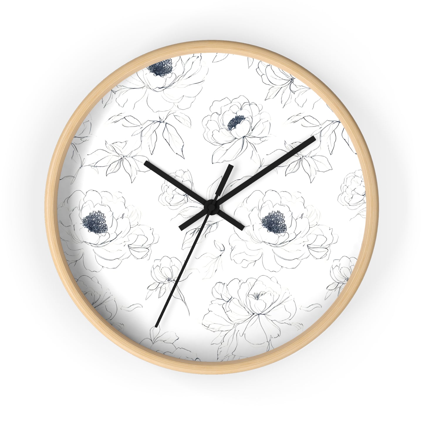 Elegant Floral Wall Clock, Modern Home Decor, Gift for Her, Kitchen Wall Art