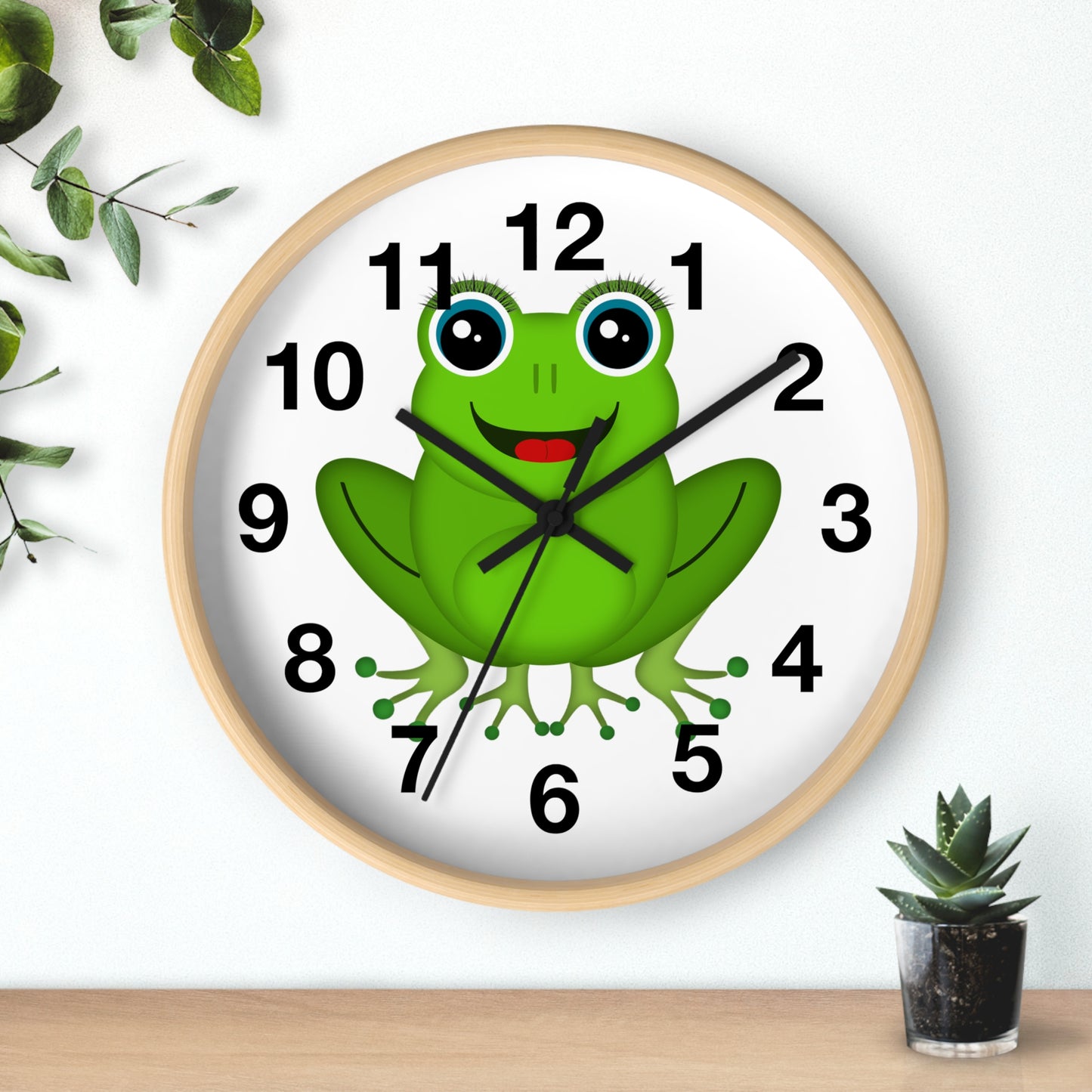 Frog Wall Clock - Whimsical Green Frog Design, Cute Home Decor, Kids Room, Animal Lover Gift, Fun Timepiece