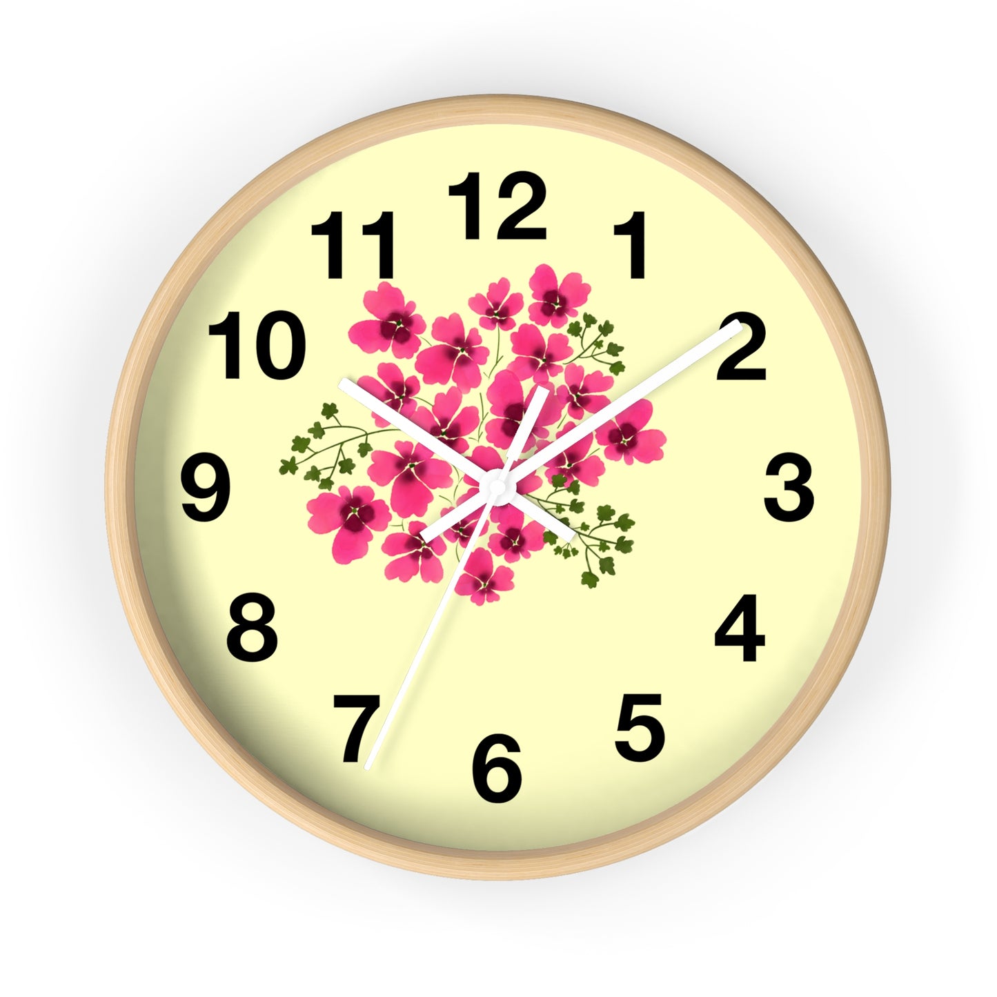 Floral Wall Clock with Pink Flowers, Home Decor, Gift for Gardening Enthusiasts, Mother's Day Present, Living Room Accent, Spring Vibes