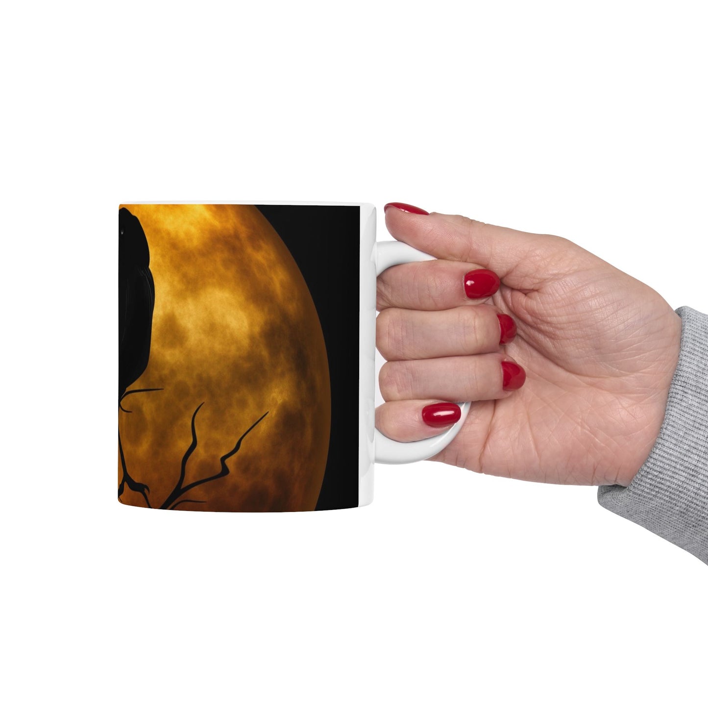 Mystical Raven Ceramic Mug - Gothic Gift for Coffee Lovers, Witchy Decor, Halloween, Unique Tea Cup, Bird Art