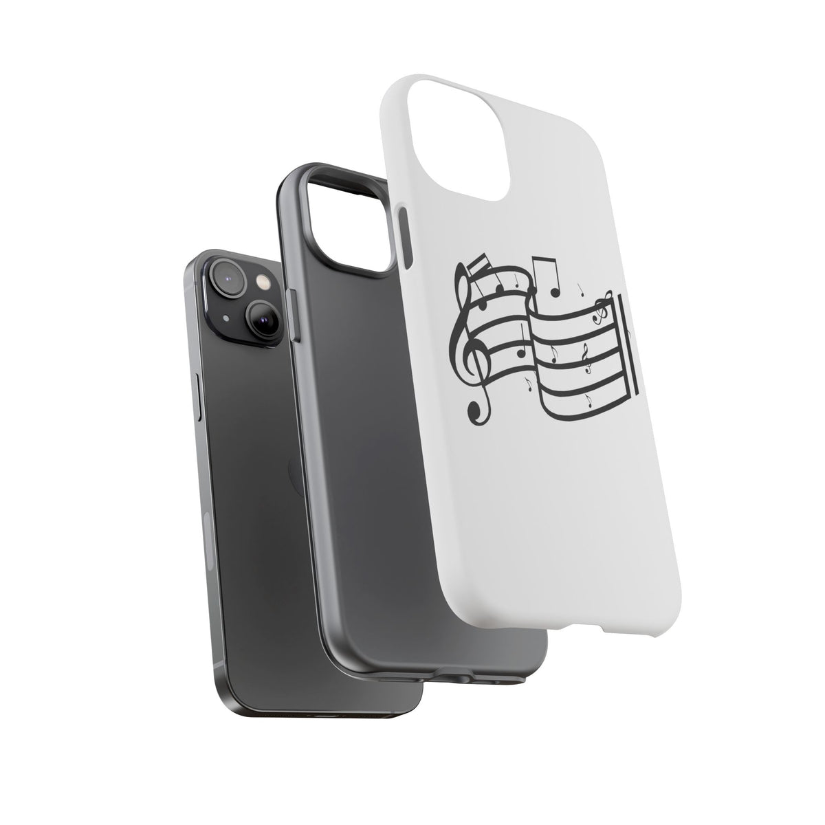Musical Notes Phone Case — Black Treble Clef Music Staff Tough Case