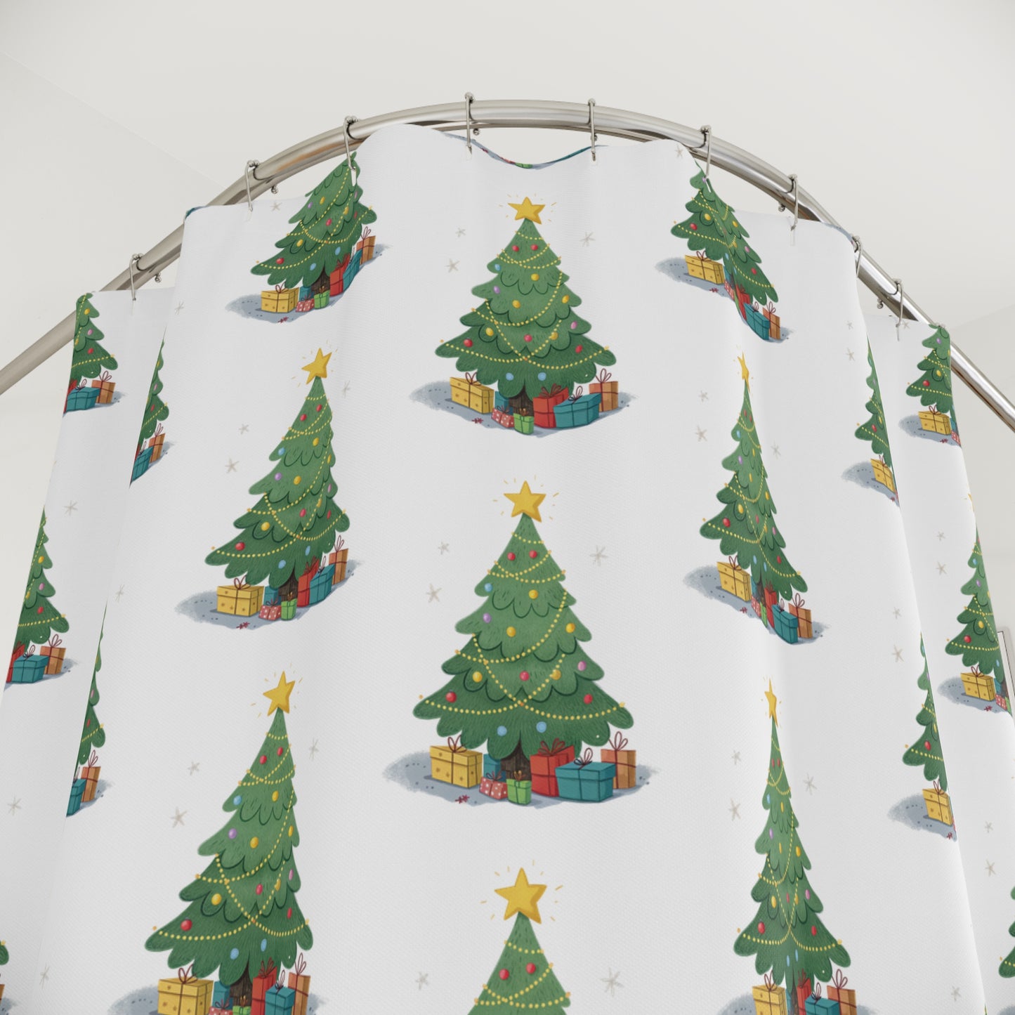 Festive Christmas Shower Curtain, Holiday Decor, Bathroom Accessories, Winter Decoration, Unique Gift for Home