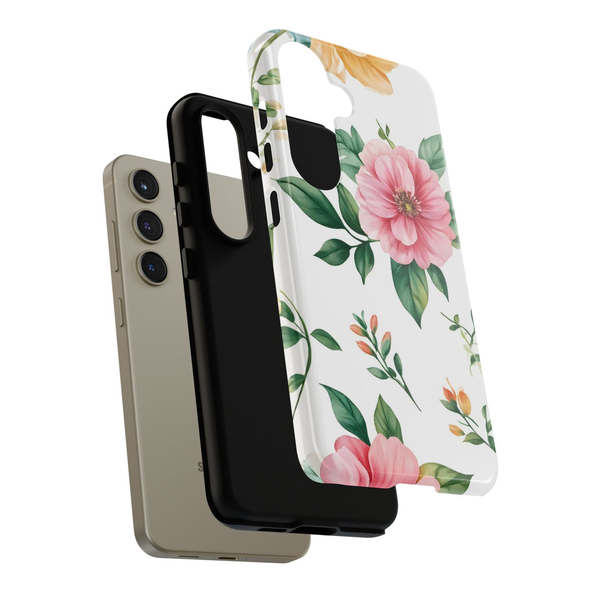 Floral Tough Phone Case — Pink Peony Protective Phone Cover