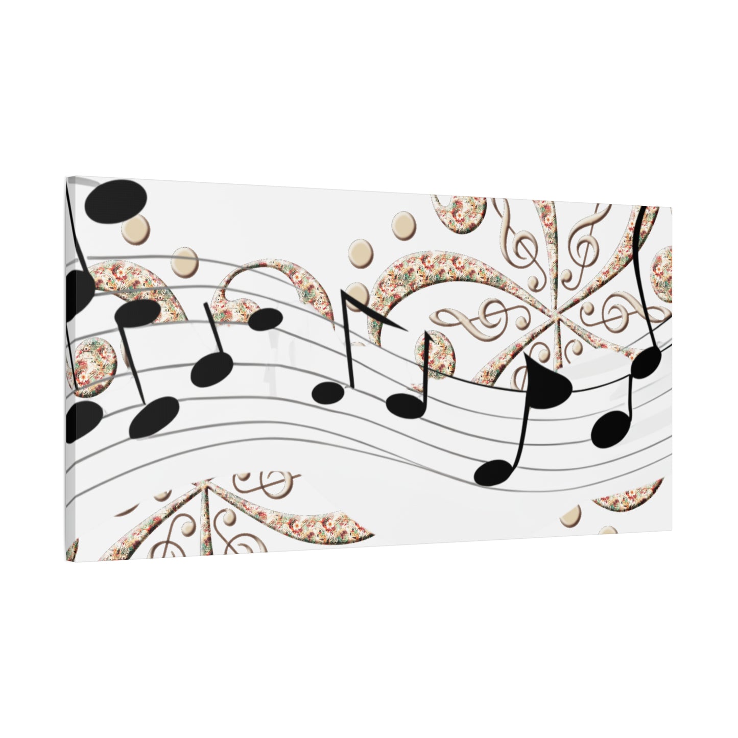 Musical Note Canvas Art, Floral Decor for Home, Music Lover Gift, Wall Art for Musicians, Unique Gift Idea