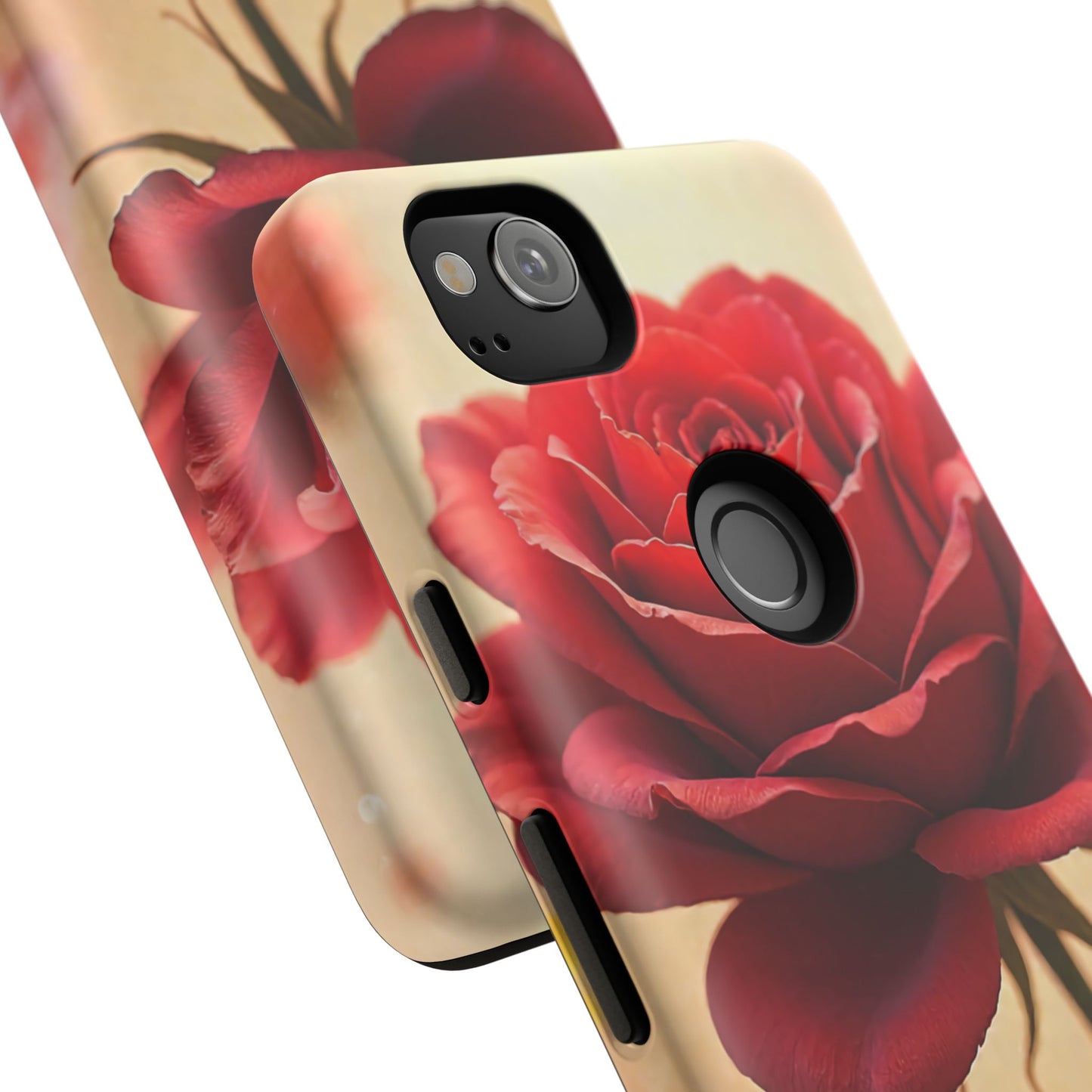 Floral Phone Case with Red Rose Design, Tough Phone Cover, Flower Print, Gift for Her, Stylish Accessory, Floral Aesthetic