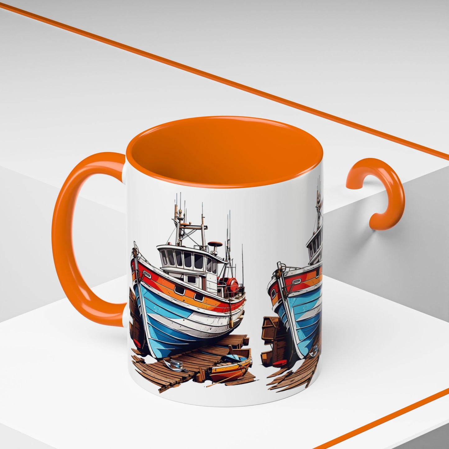 Nautical Accent Coffee Mug | Perfect for Boat Lovers, Sailor Gifts, Coastal Decor, Unique Gift Idea, Custom Artwork Mug